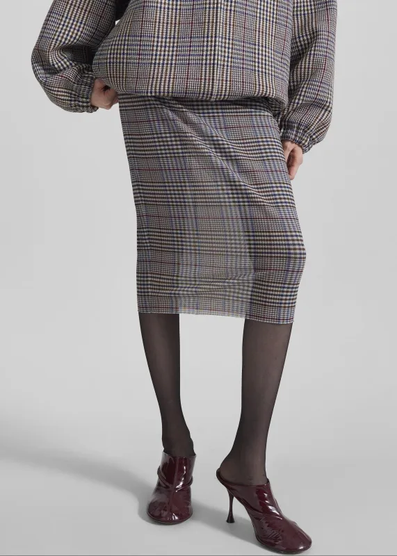 Aurora Sheer Mesh Skirt - Beige Glen Plaid made by Frankie Shop