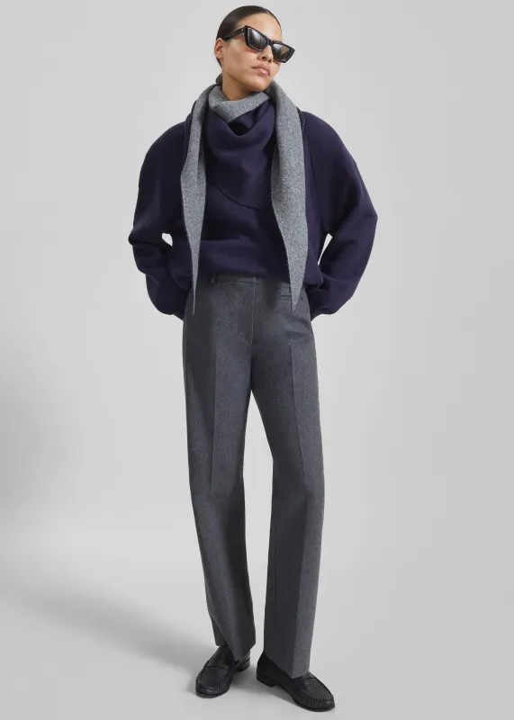 Avize Wool Straight Trousers - Dark Grey sold by Frankie Shop