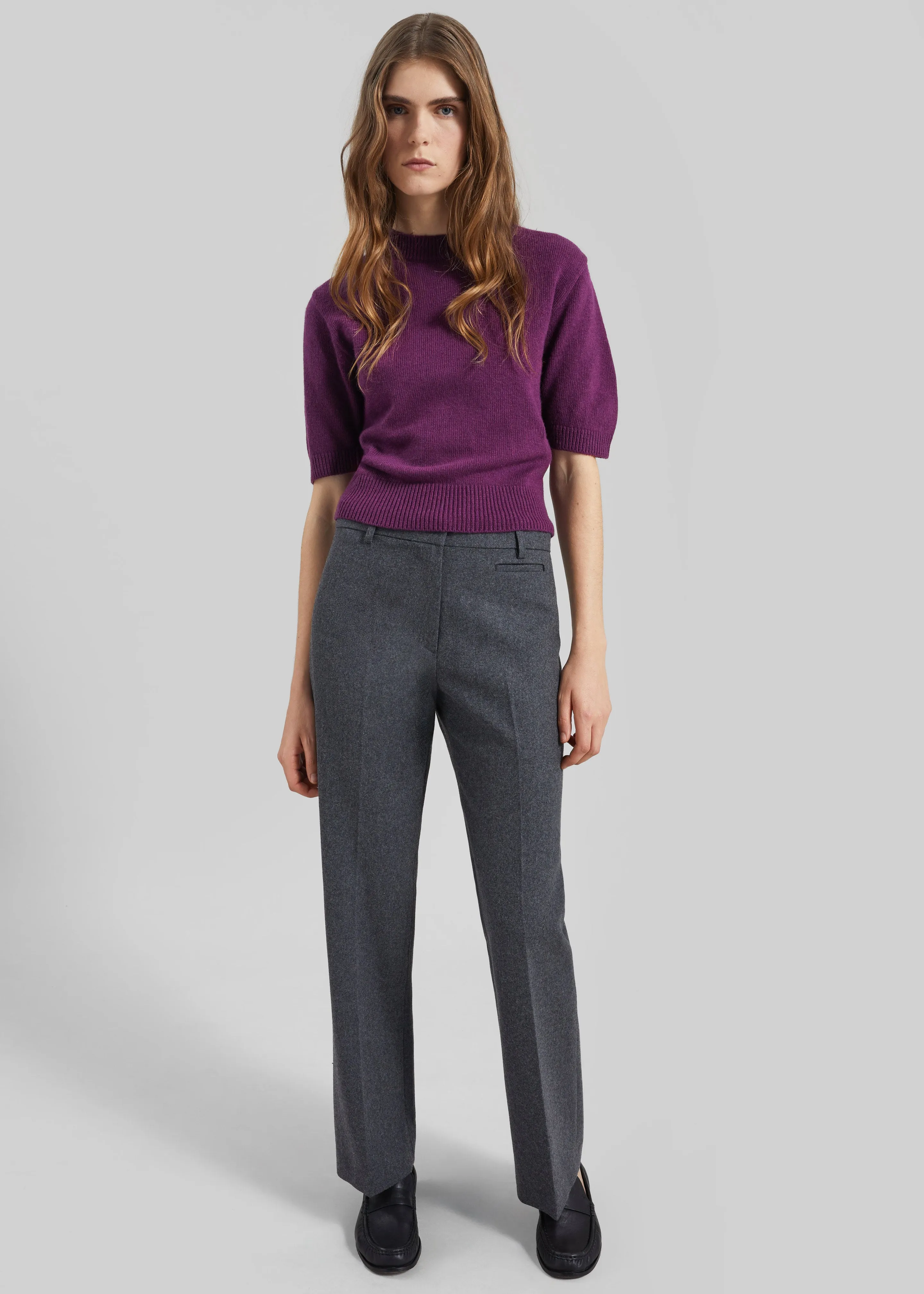 Avize Wool Straight Trousers - Dark Grey sold by Frankie Shop product image thumbnail 4
