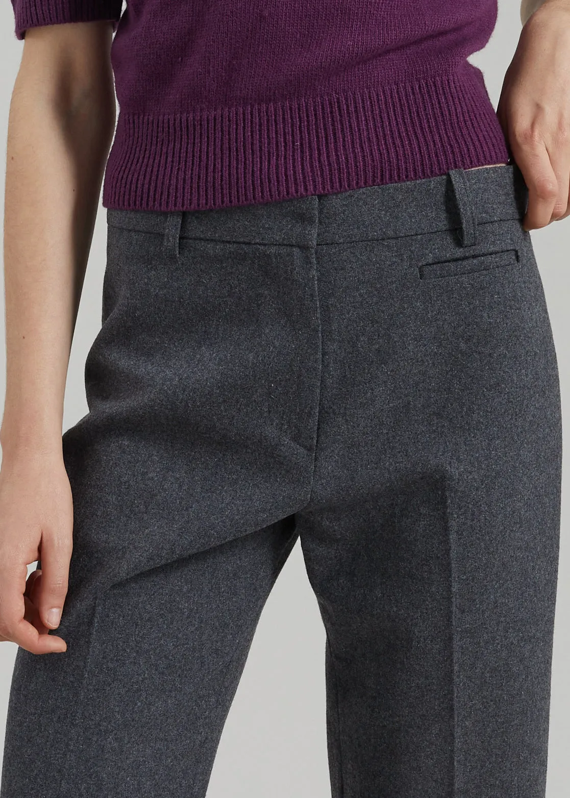 Avize Wool Straight Trousers - Dark Grey sold by Frankie Shop product image thumbnail 3