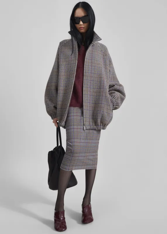 Baxter Wool Track Jacket - Beige Glen Plaid made by Frankie Shop