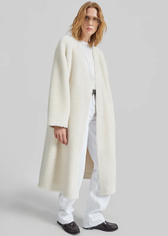 Livigno Faux Shearling Coat - Ivory sold by Frankie Shop