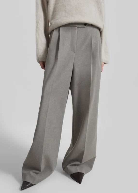 Haflso Pleated Wide Trousers - Beige Melange sold by Frankie Shop