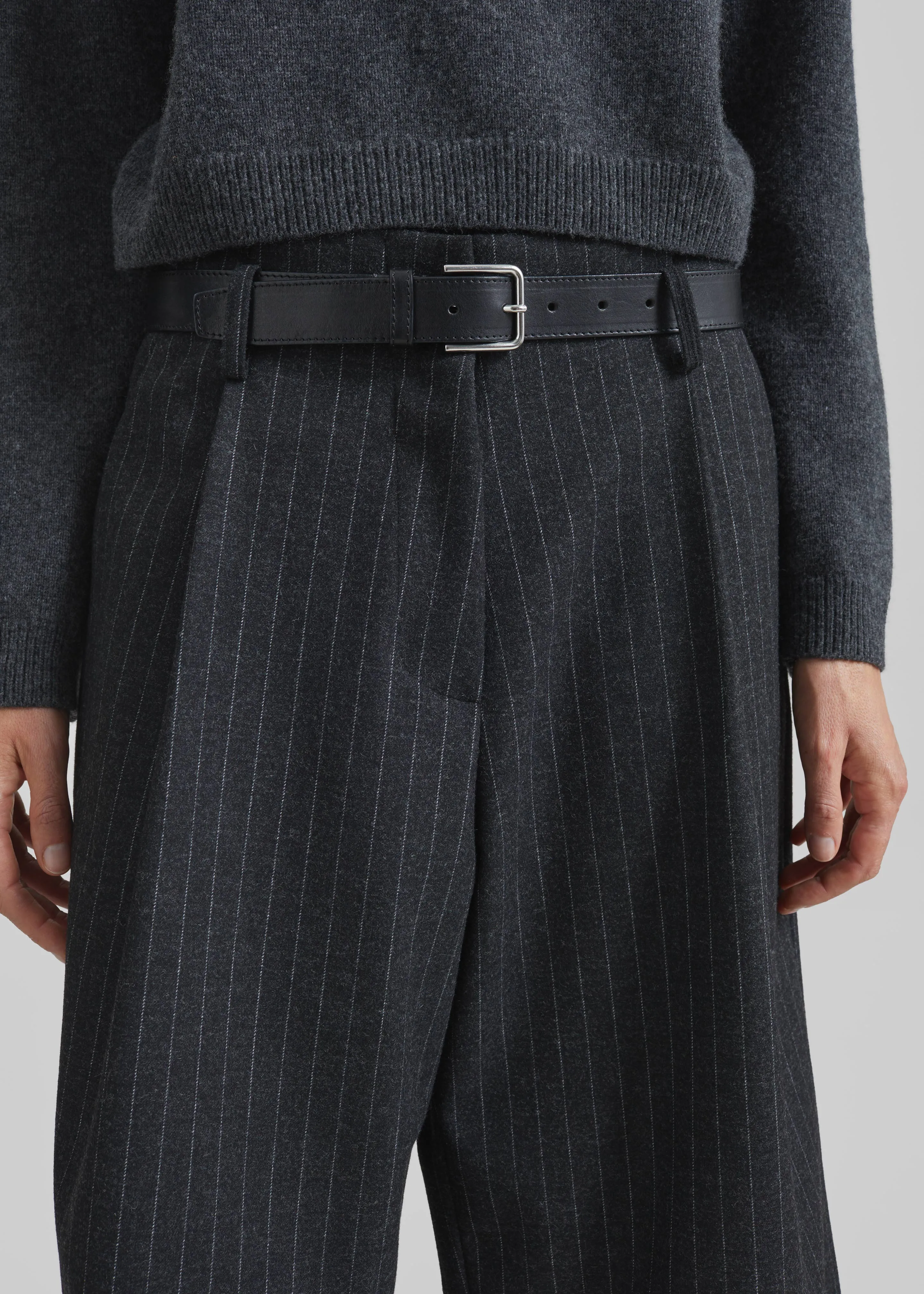 Carlow Bermuda Shorts - Charcoal/White Pinstripe sold by Frankie Shop product image thumbnail 3