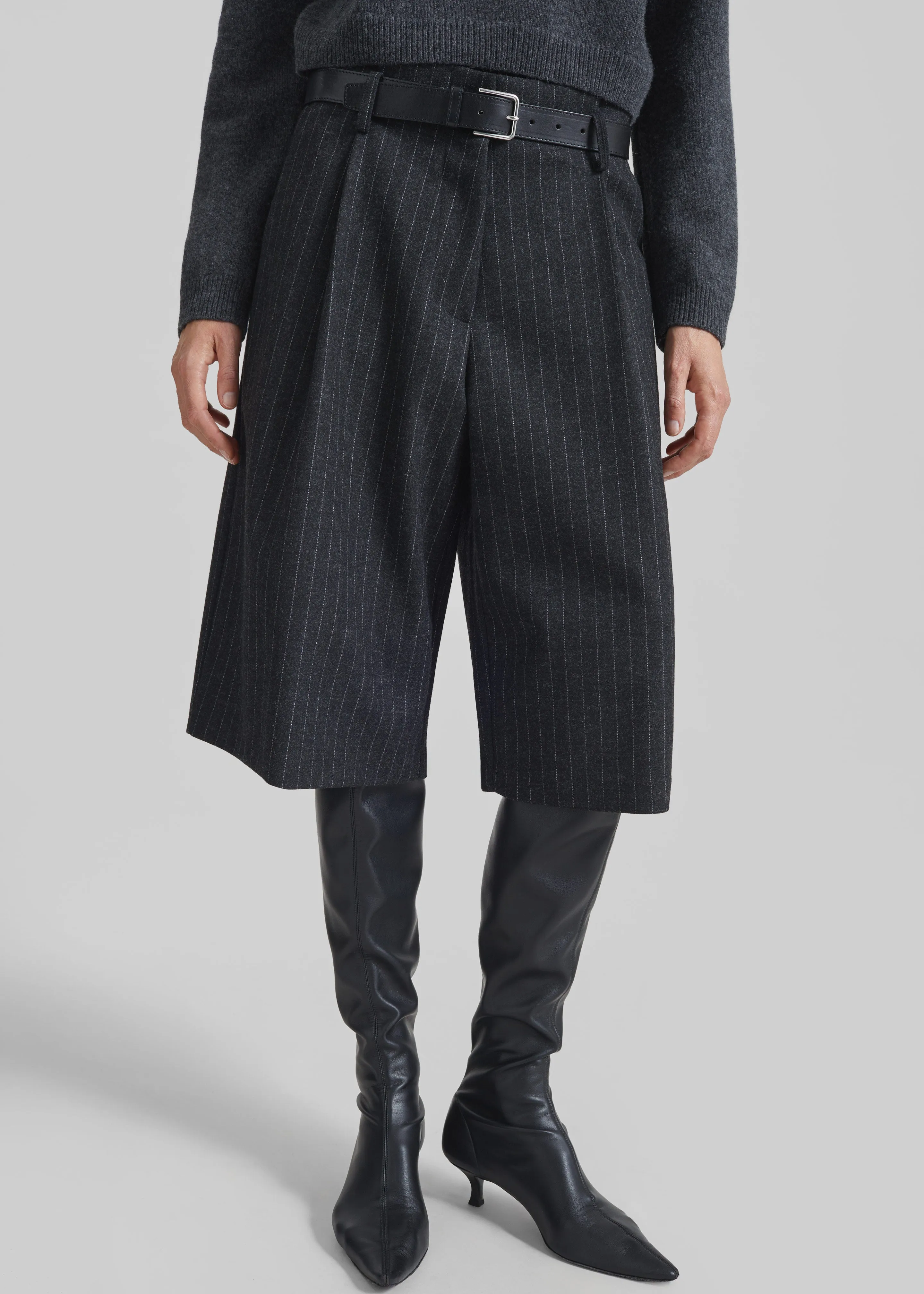 Carlow Bermuda Shorts - Charcoal/White Pinstripe sold by Frankie Shop product image thumbnail 2