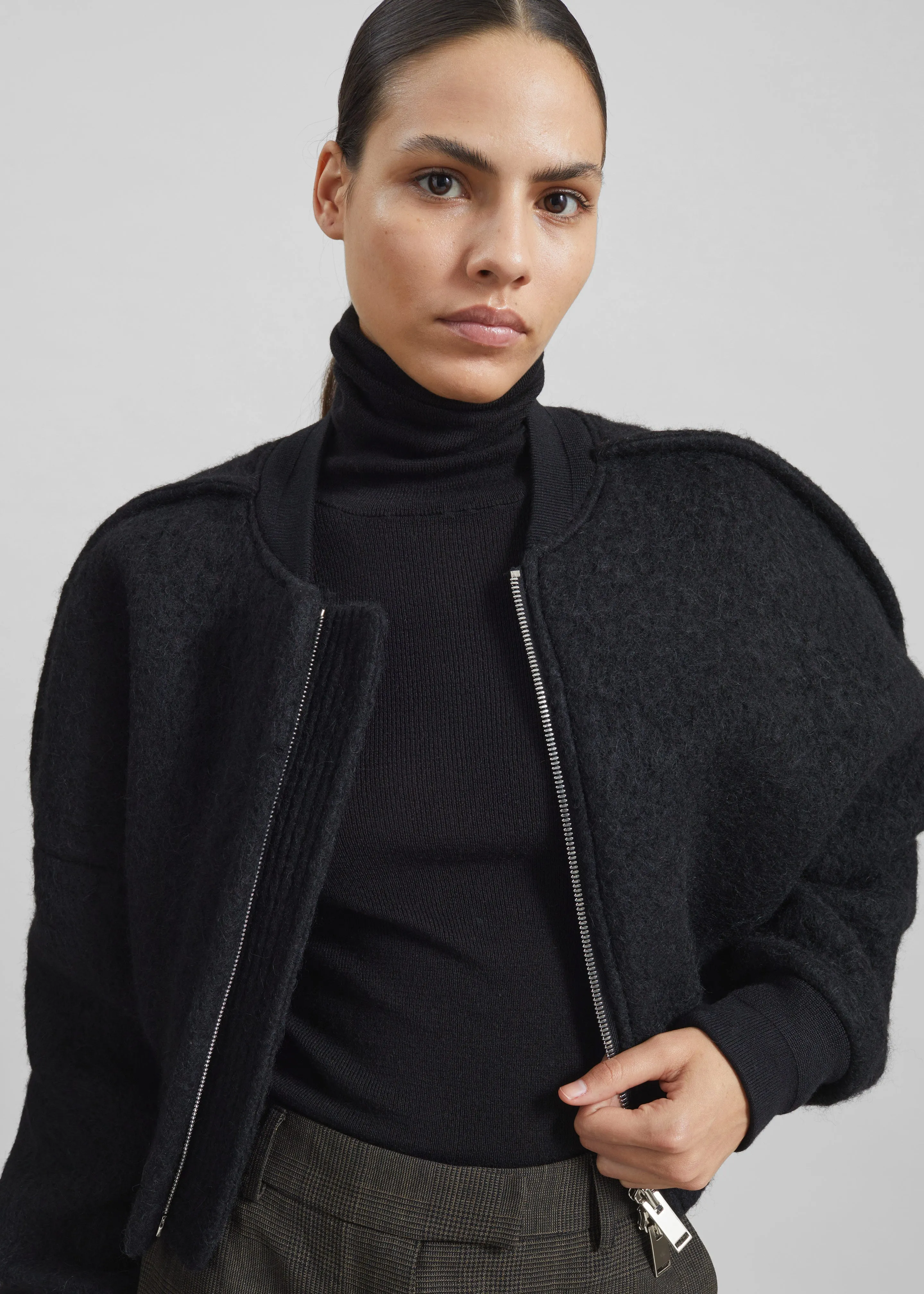 Dimaro Wool Cropped Bomber Jacket - Black sold by Frankie Shop product image thumbnail 4