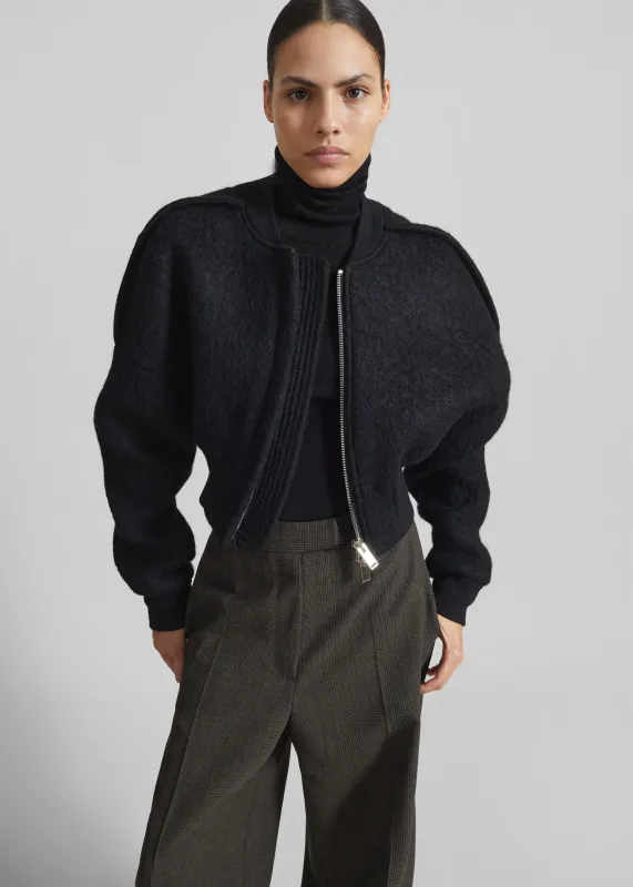 Dimaro Wool Cropped Bomber Jacket - Black sold by Frankie Shop
