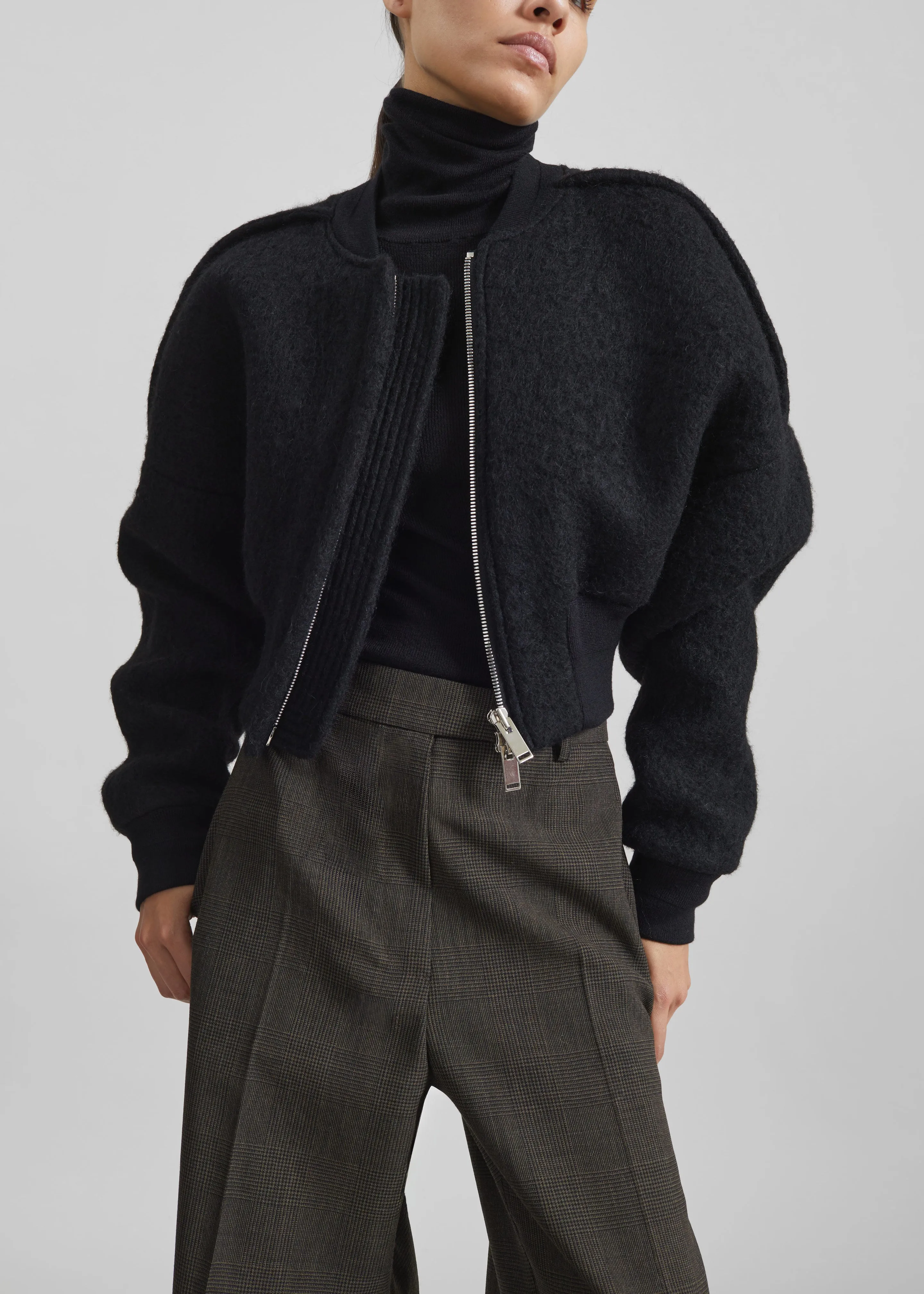 Dimaro Wool Cropped Bomber Jacket - Black sold by Frankie Shop product image thumbnail 3
