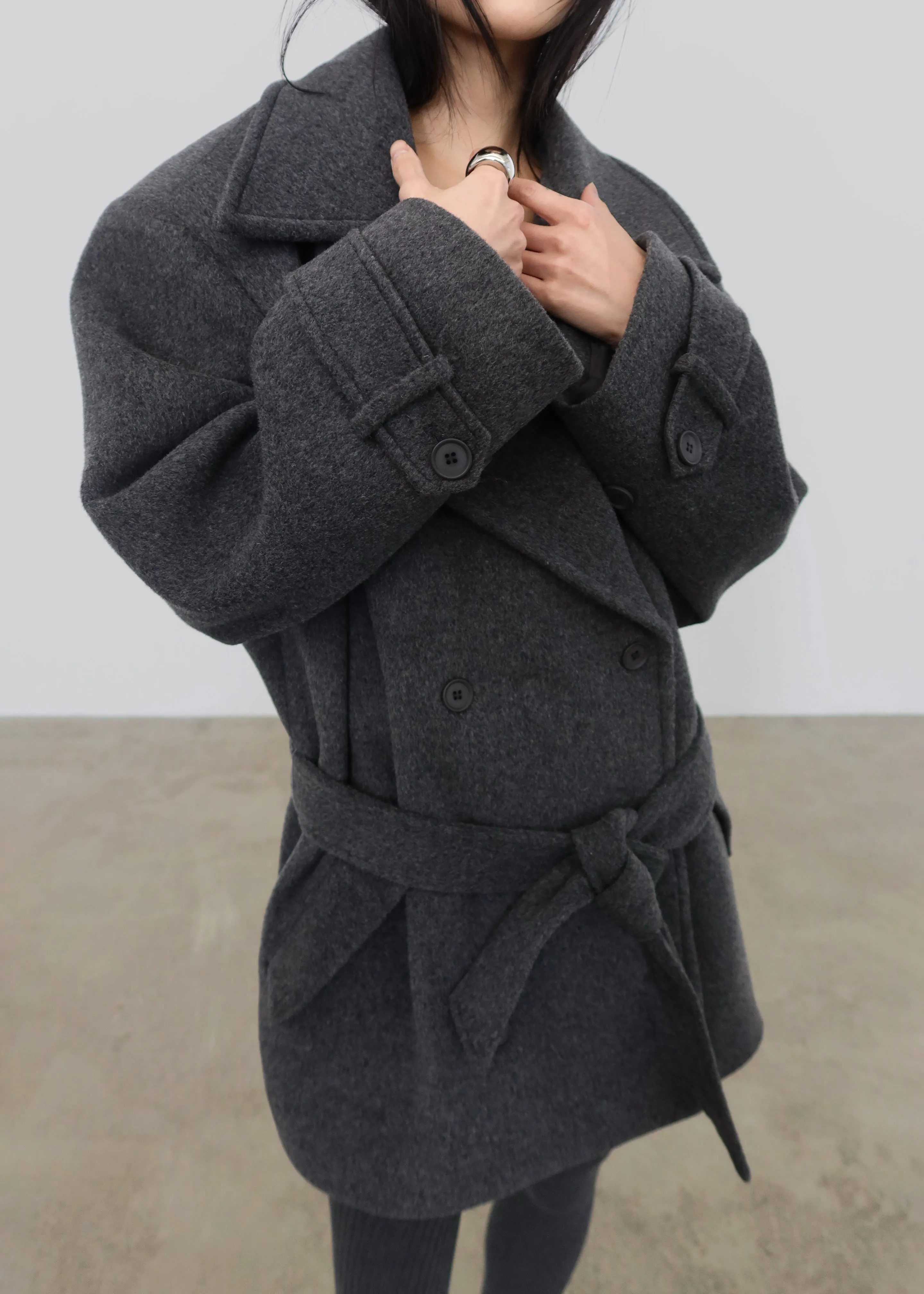 Kalmar Wool Peacoat - Grey sold by Frankie Shop product image thumbnail 5