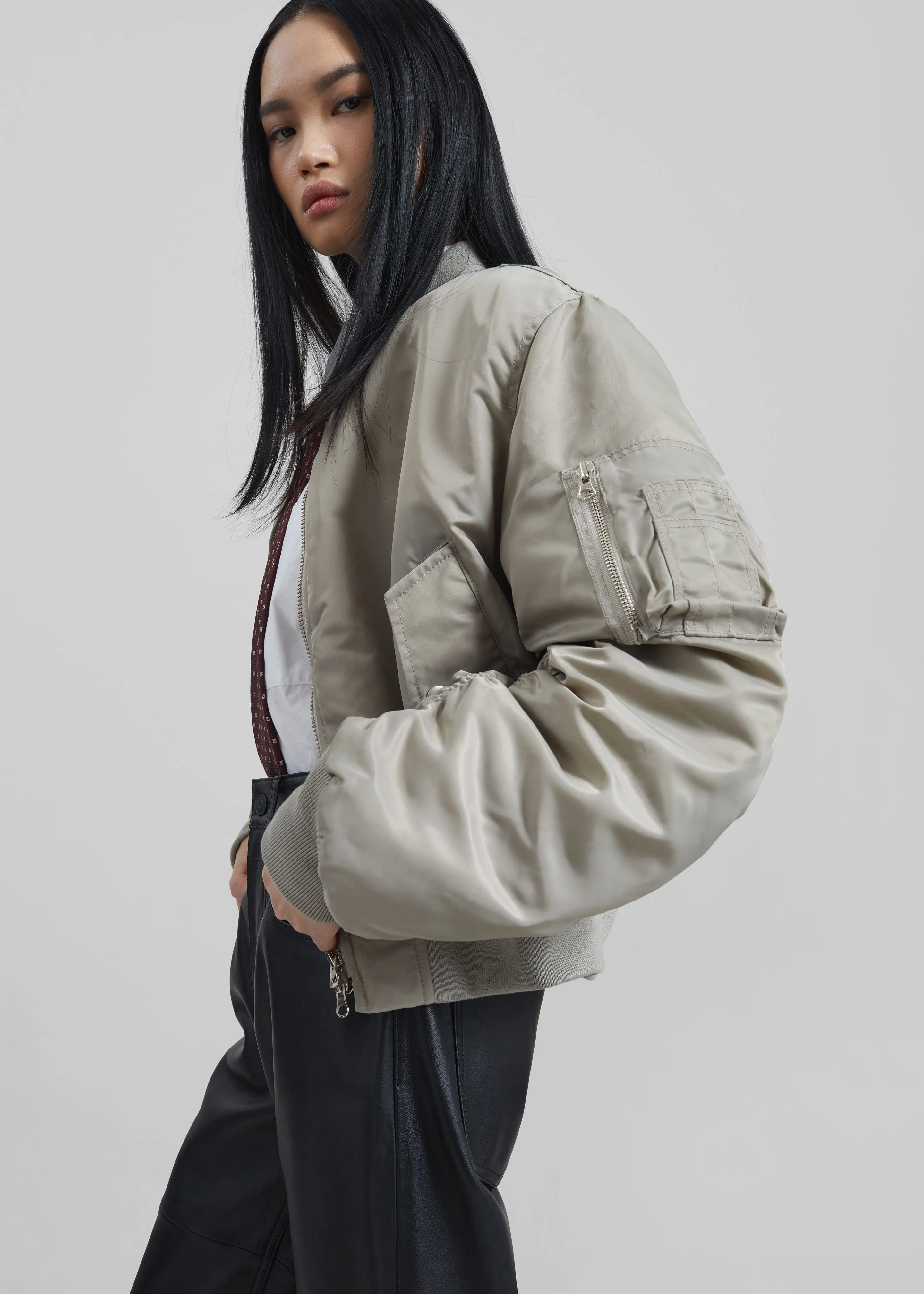 Zernez Cropped Bomber Jacket - Stone sold by Frankie Shop product image thumbnail 2