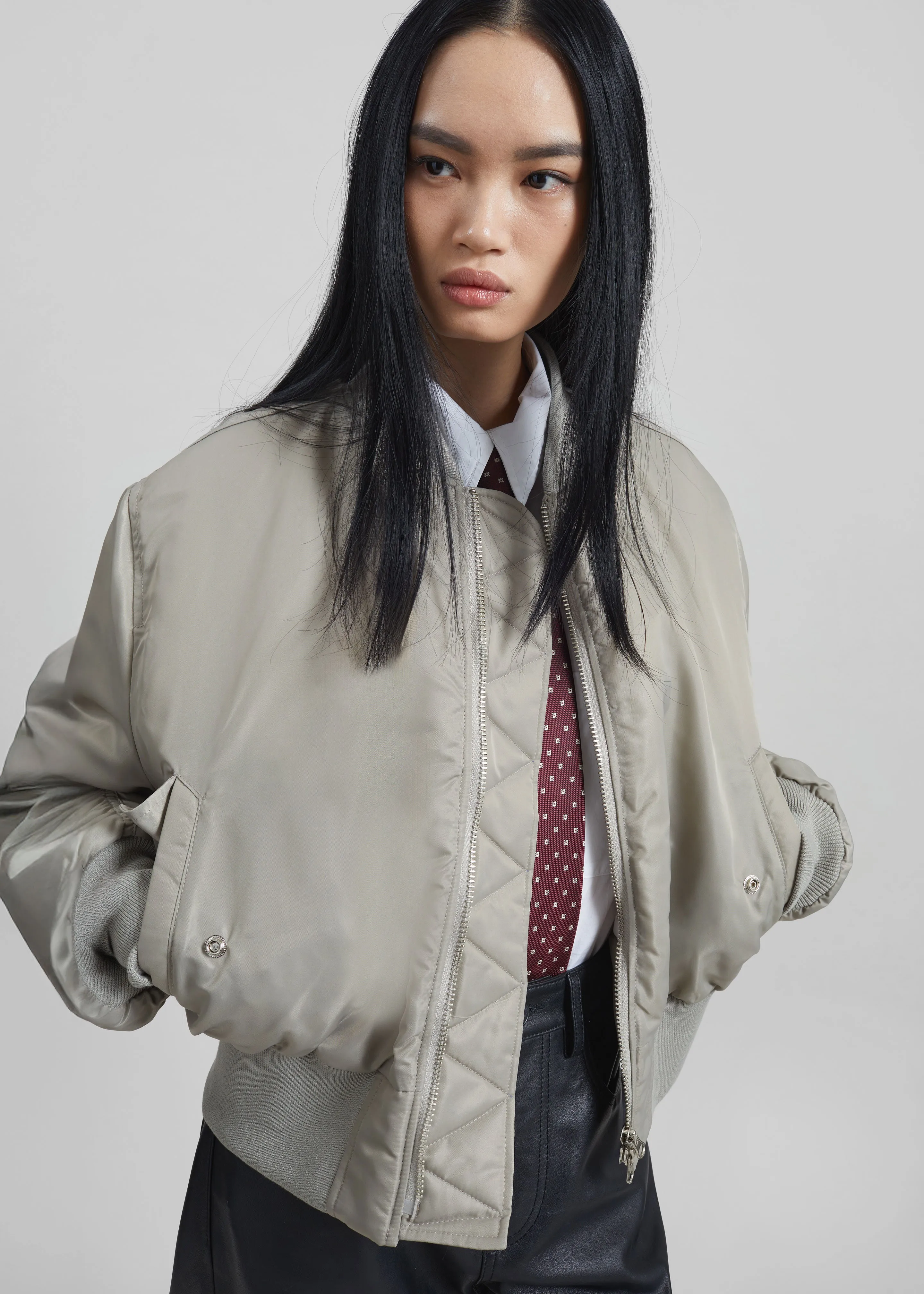 Zernez Cropped Bomber Jacket - Stone sold by Frankie Shop