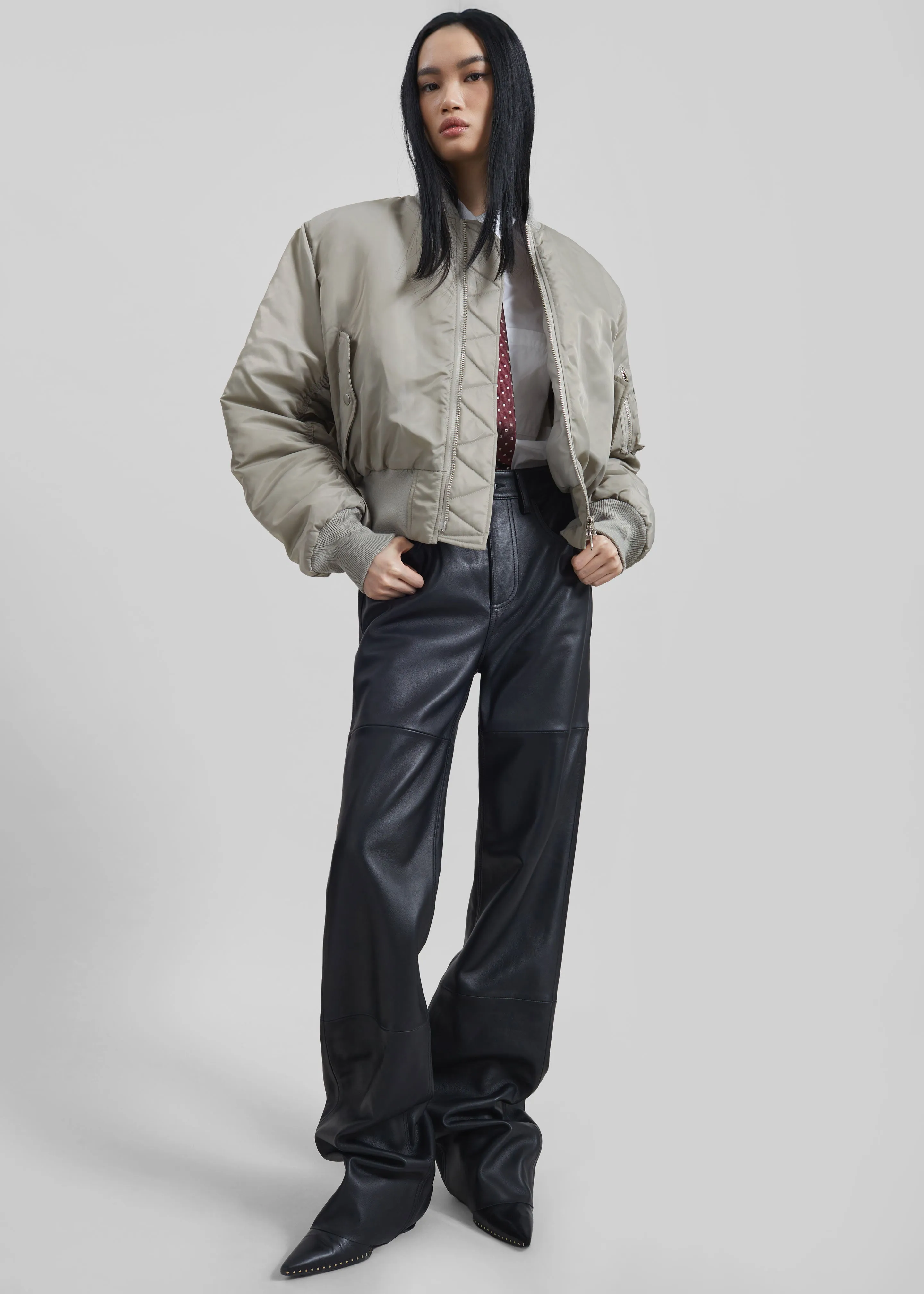 Zernez Cropped Bomber Jacket - Stone sold by Frankie Shop product image thumbnail 3