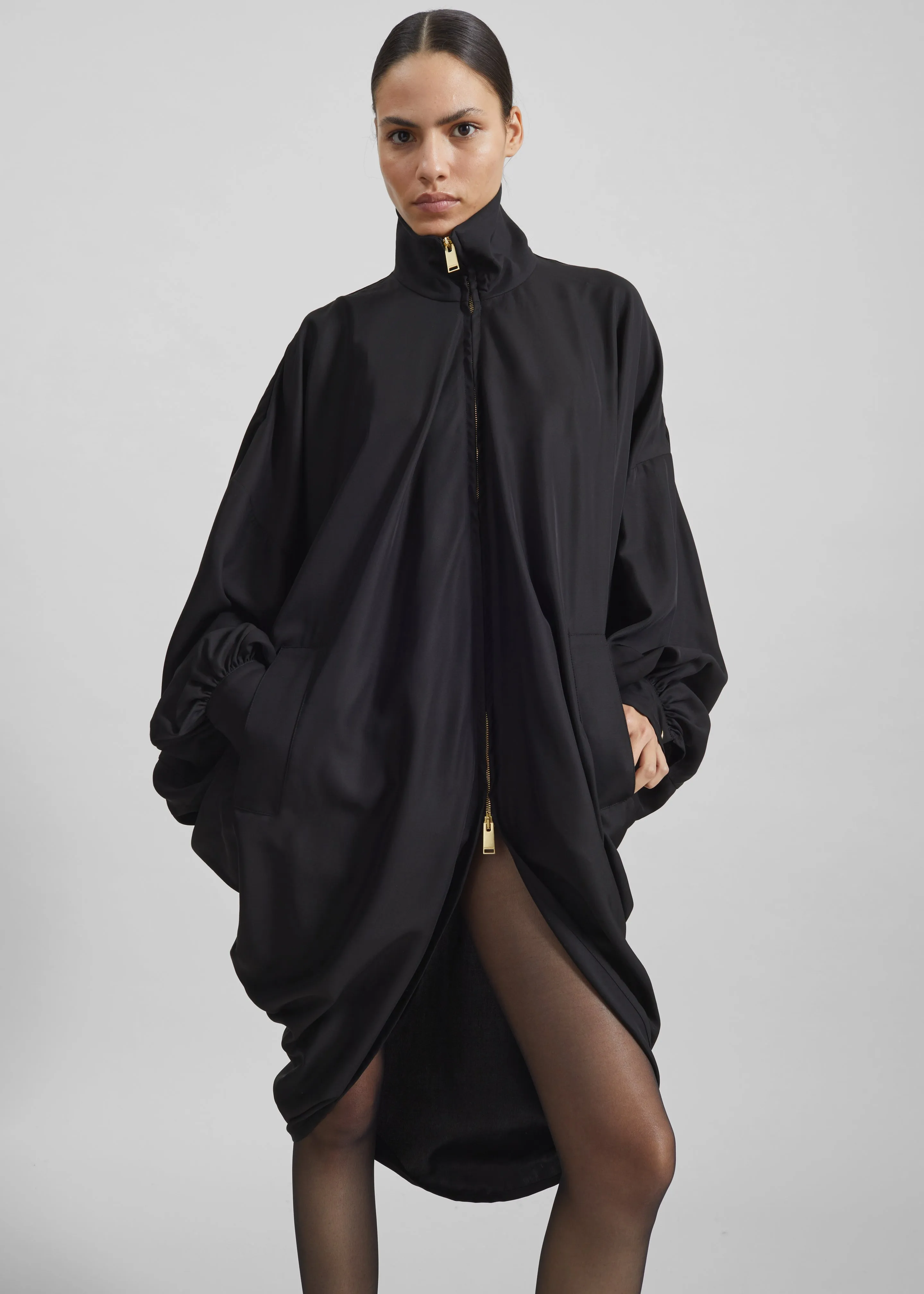 Darkpark Norma Draped Sleeves Bomber Jacket - Black sold by Frankie Shop
