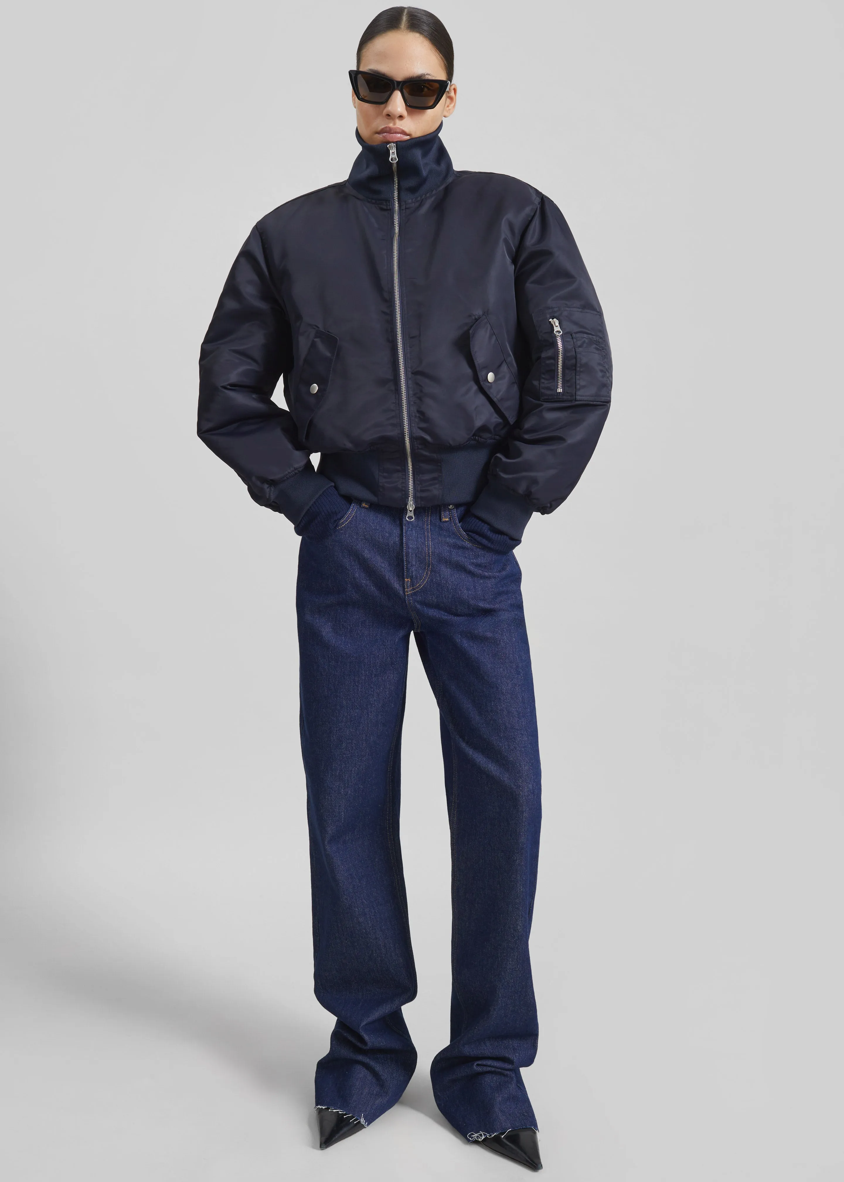 Maloy Cropped Bomber Jacket - Navy sold by Frankie Shop product image thumbnail 3