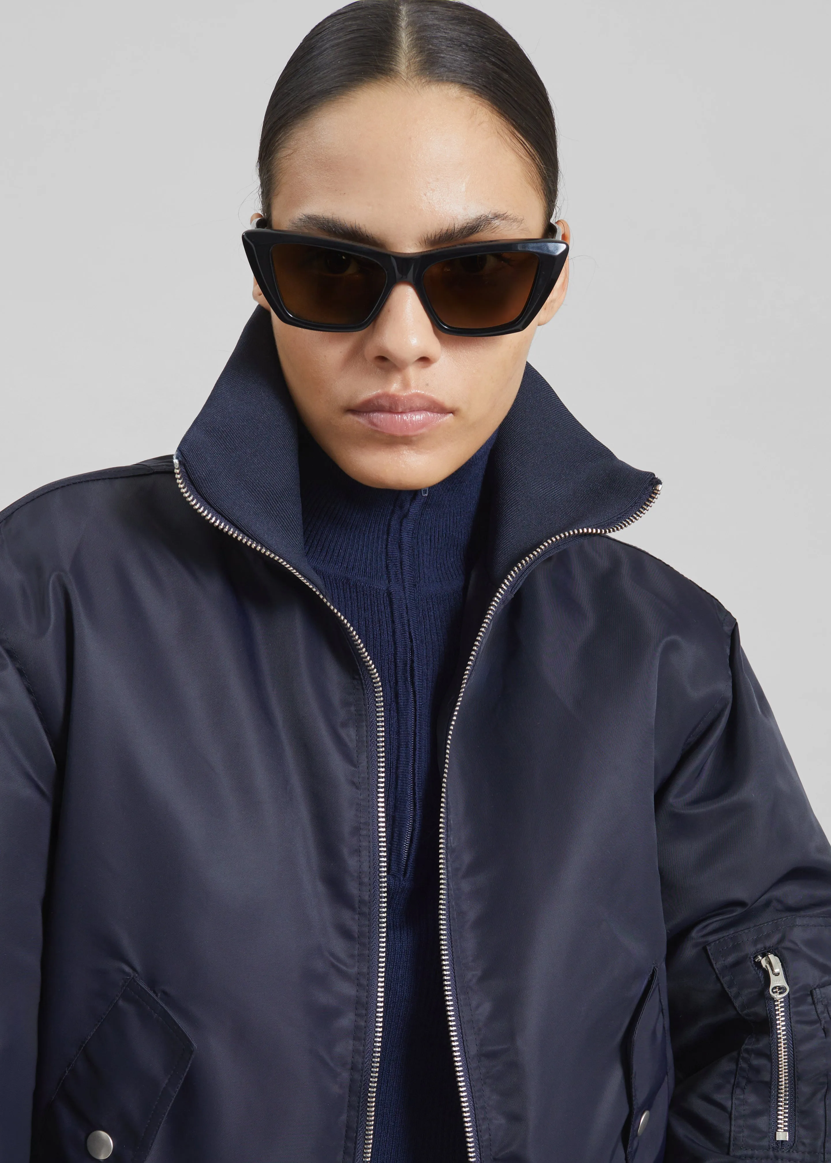 Maloy Cropped Bomber Jacket - Navy sold by Frankie Shop product image thumbnail 4