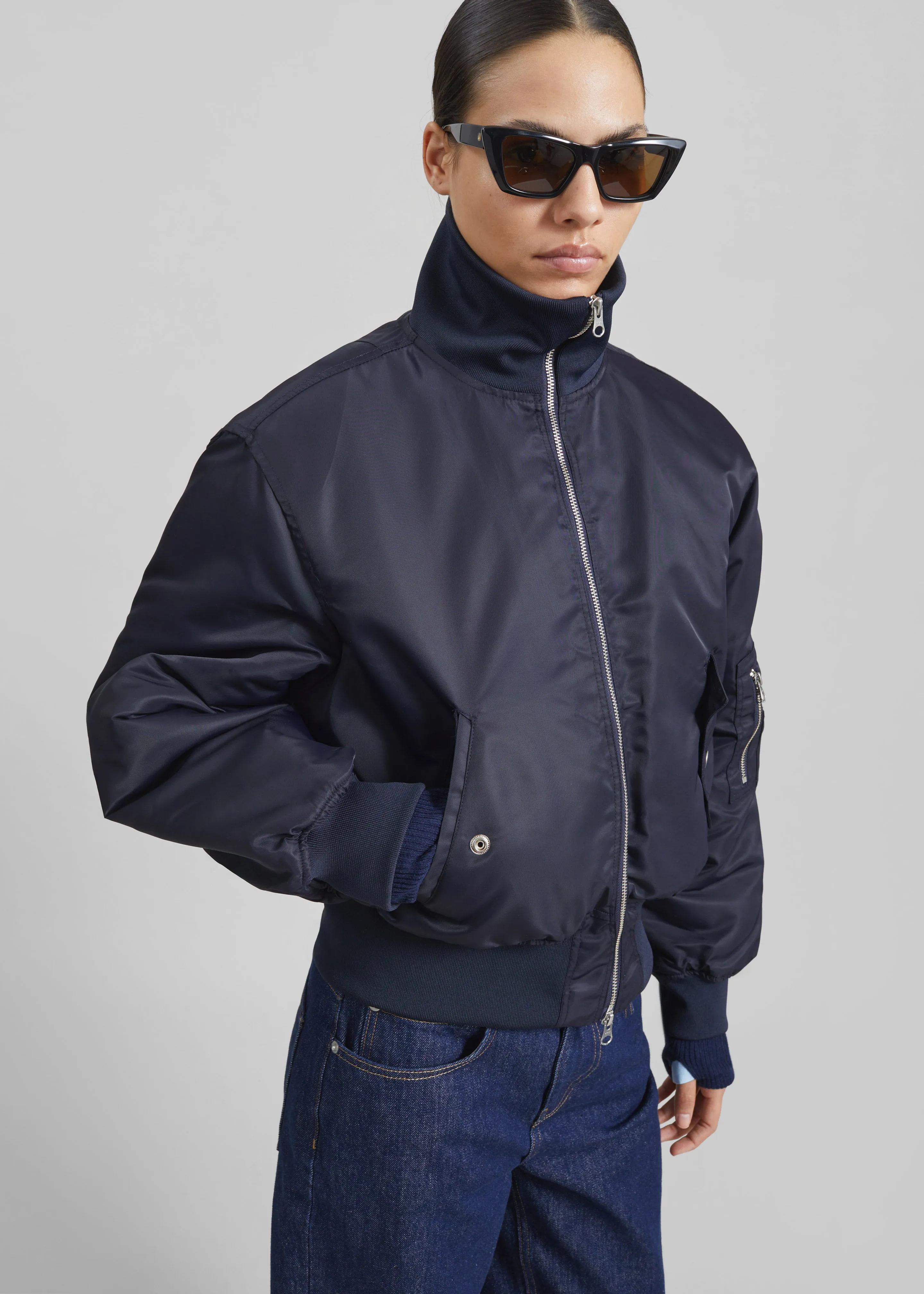 Maloy Cropped Bomber Jacket - Navy sold by Frankie Shop product image thumbnail 2