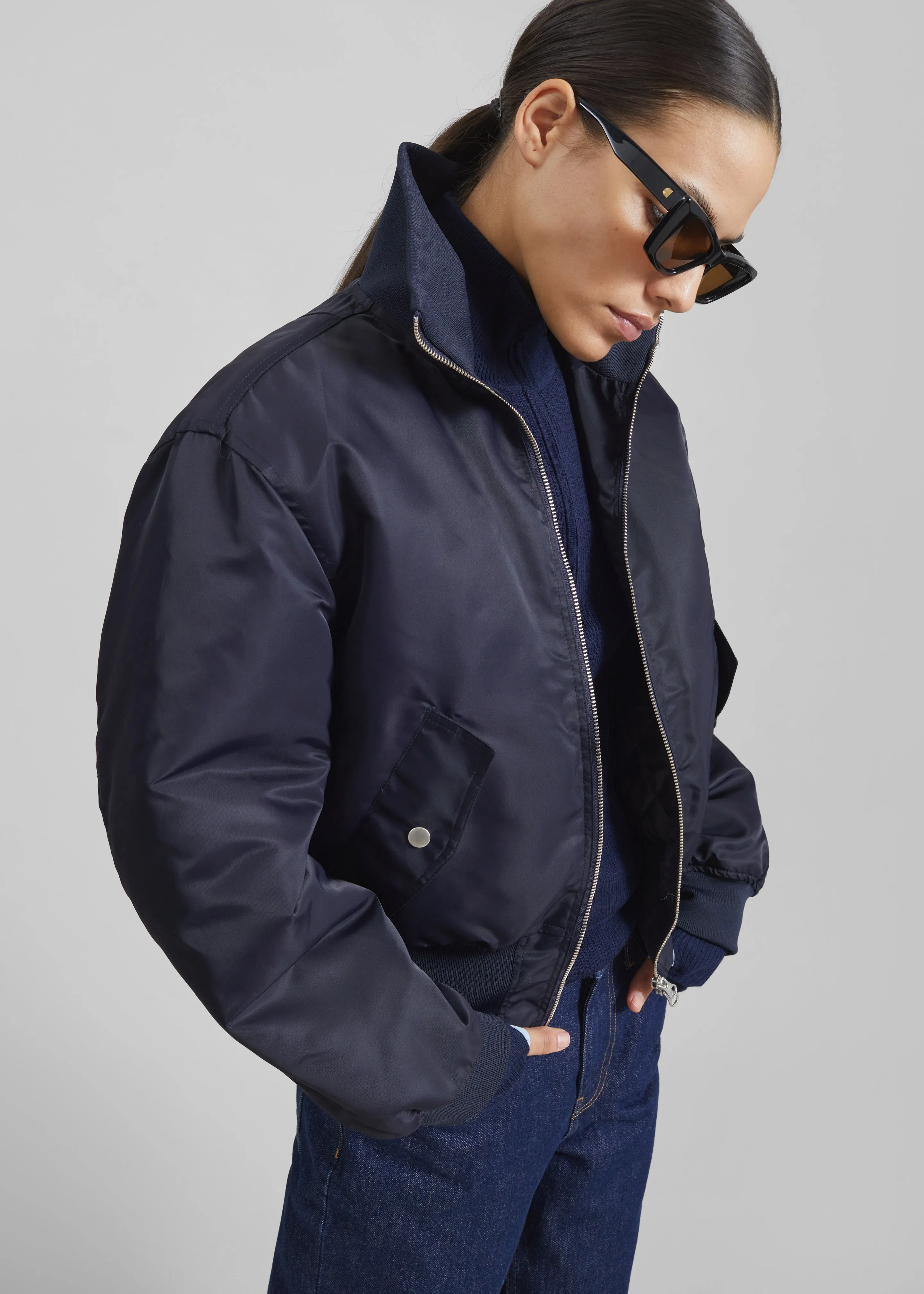 Maloy Cropped Bomber Jacket - Navy sold by Frankie Shop product image thumbnail 5