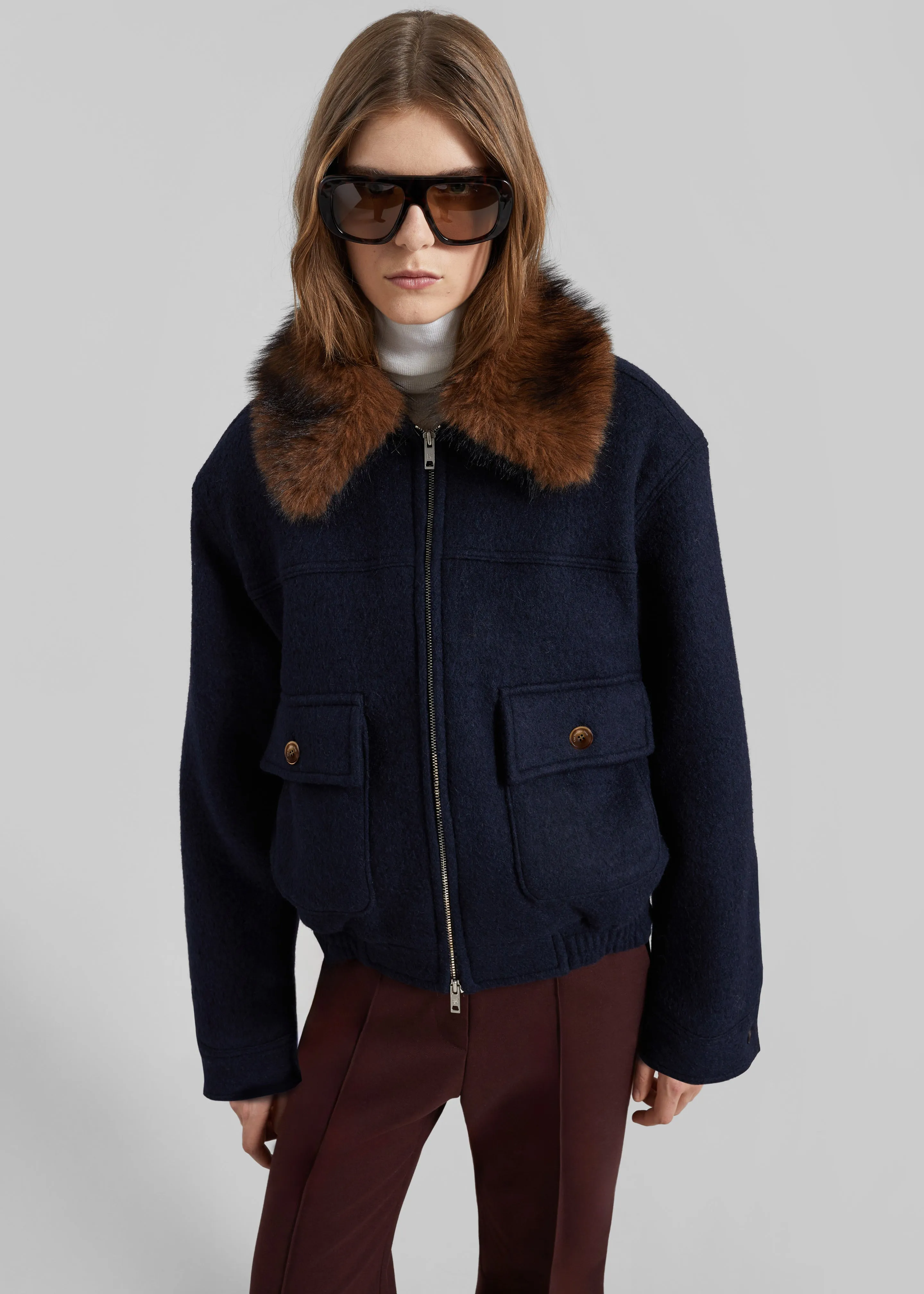 Elmont Brushed Wool Quilted Jacket - Dark Navy sold by Frankie Shop product image thumbnail 4