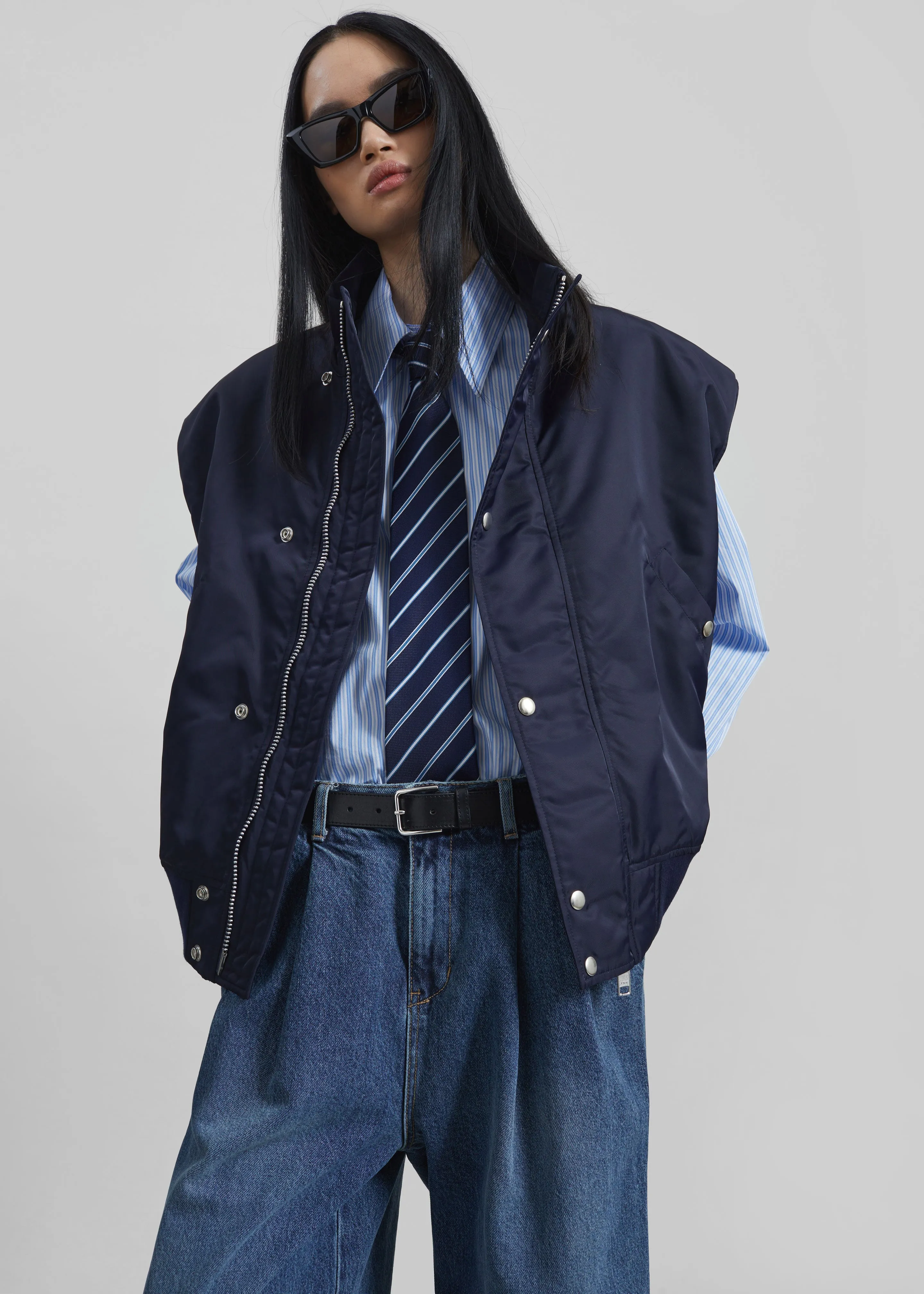 Aysen Sleeveless Bomber Jacket - Navy sold by Frankie Shop product image thumbnail 2