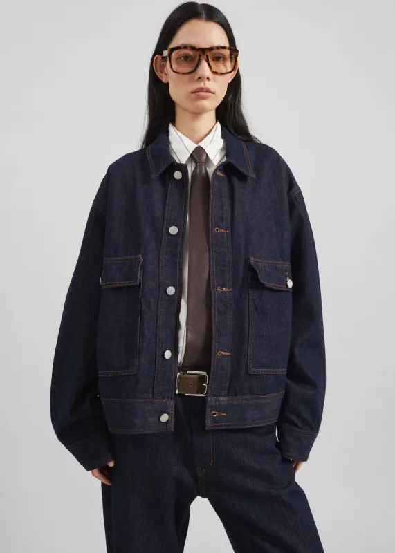 Belden Boxy Denim Jacket - Dark Wash made by Frankie Shop