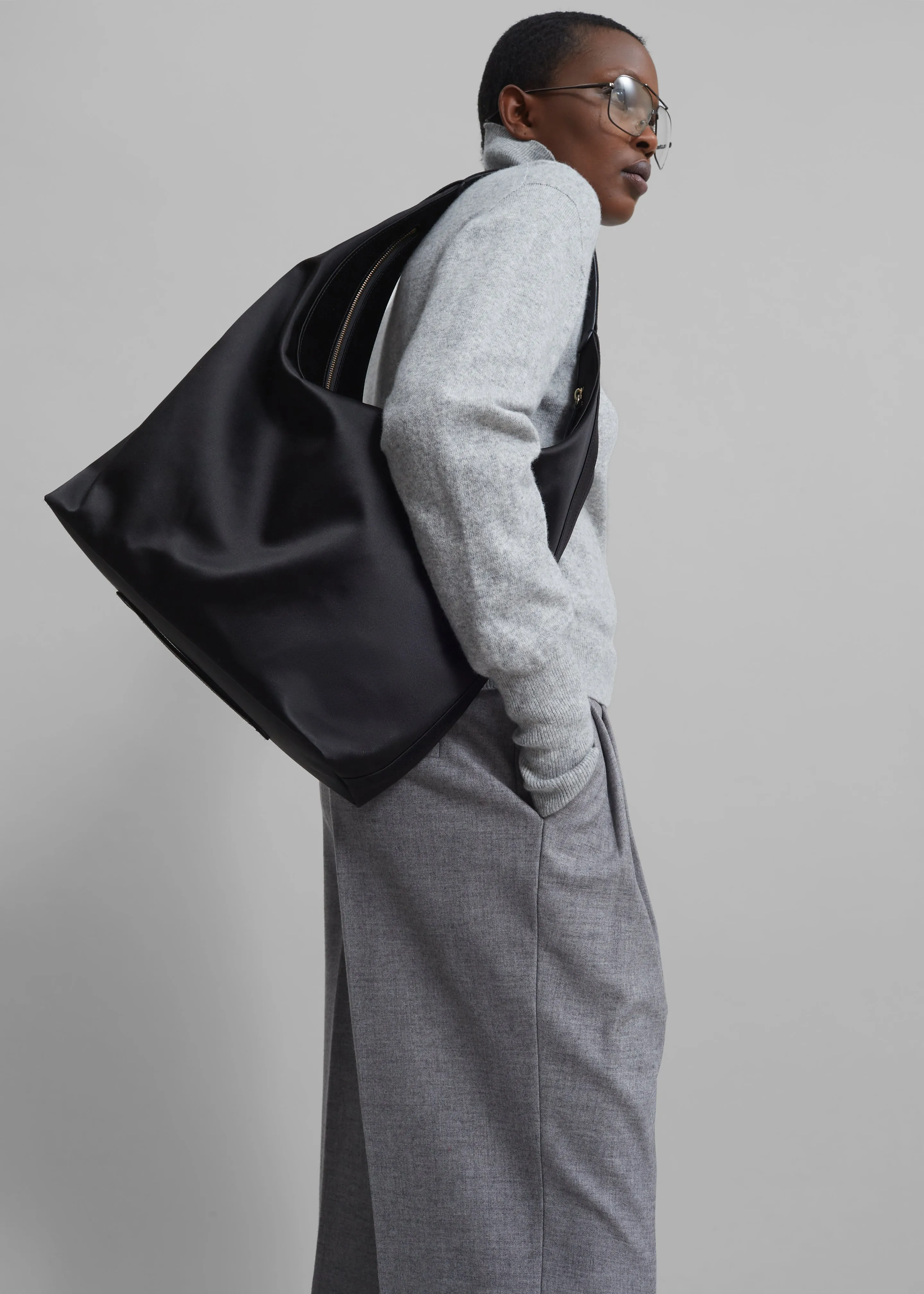 Loulou Studio Alegrina Satin Hobo Bag - Black sold by Frankie Shop product image thumbnail 3