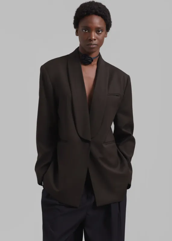 Carey Round Collar Blazer - Brown sold by Frankie Shop