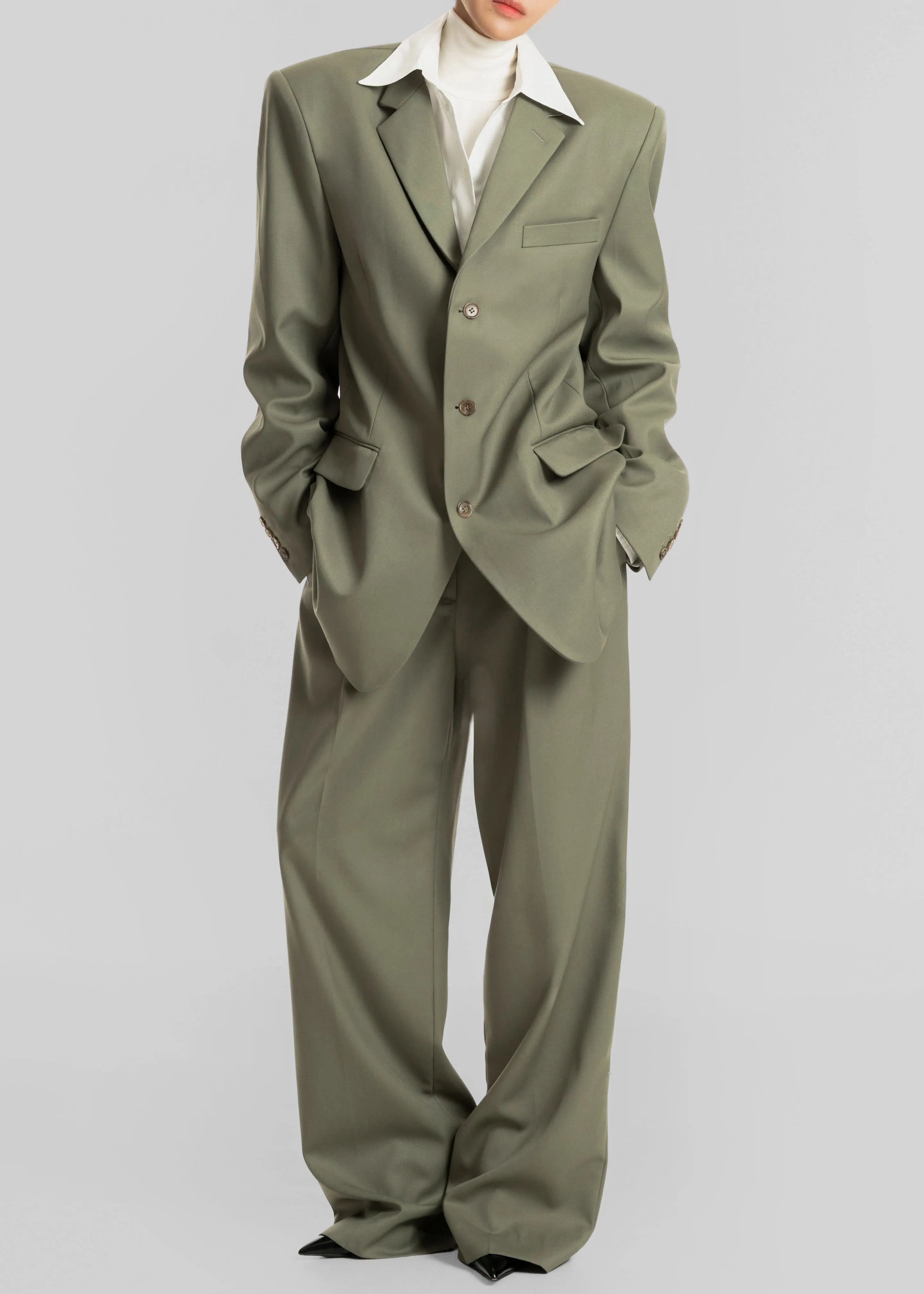 Trosa Straight Trousers - Pale Olive sold by Frankie Shop product image thumbnail 4