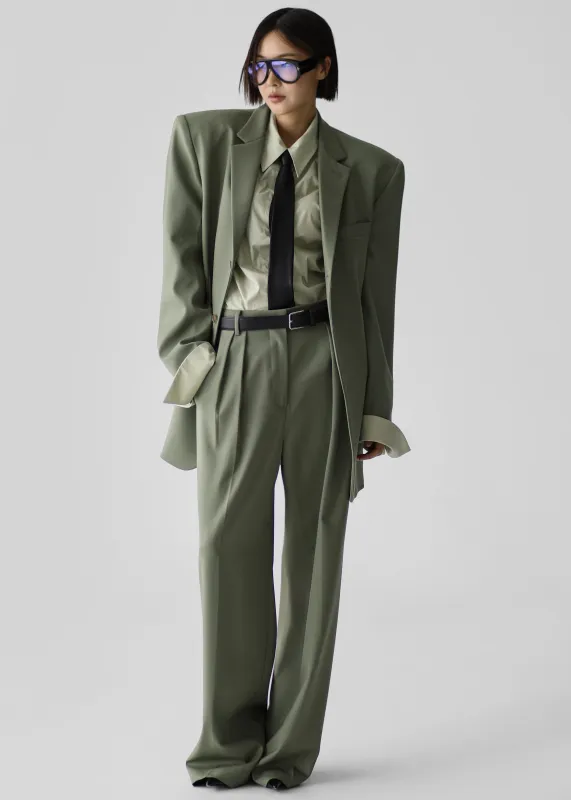 Trosa Straight Trousers - Pale Olive sold by Frankie Shop