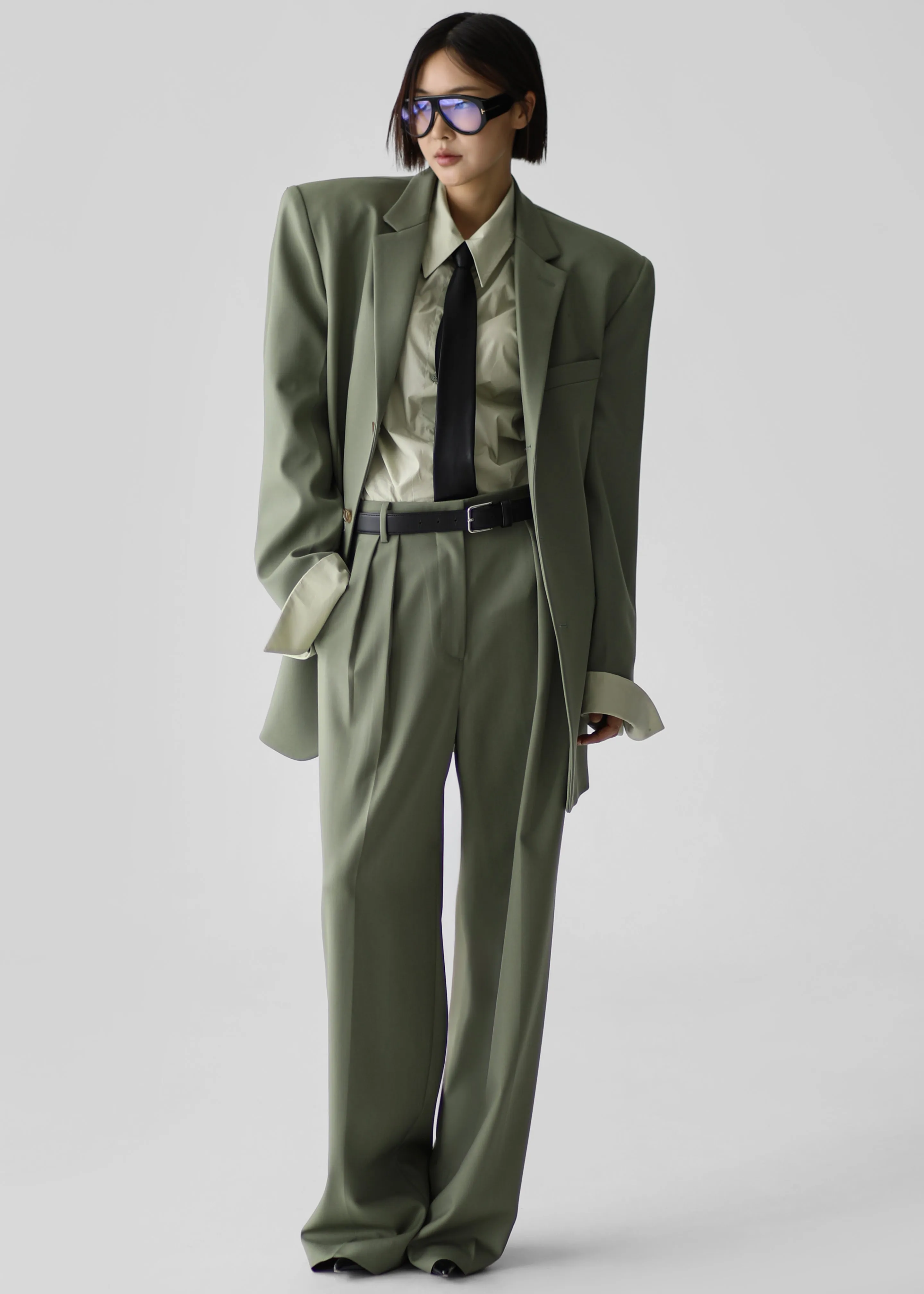 Trosa Straight Trousers - Pale Olive sold by Frankie Shop