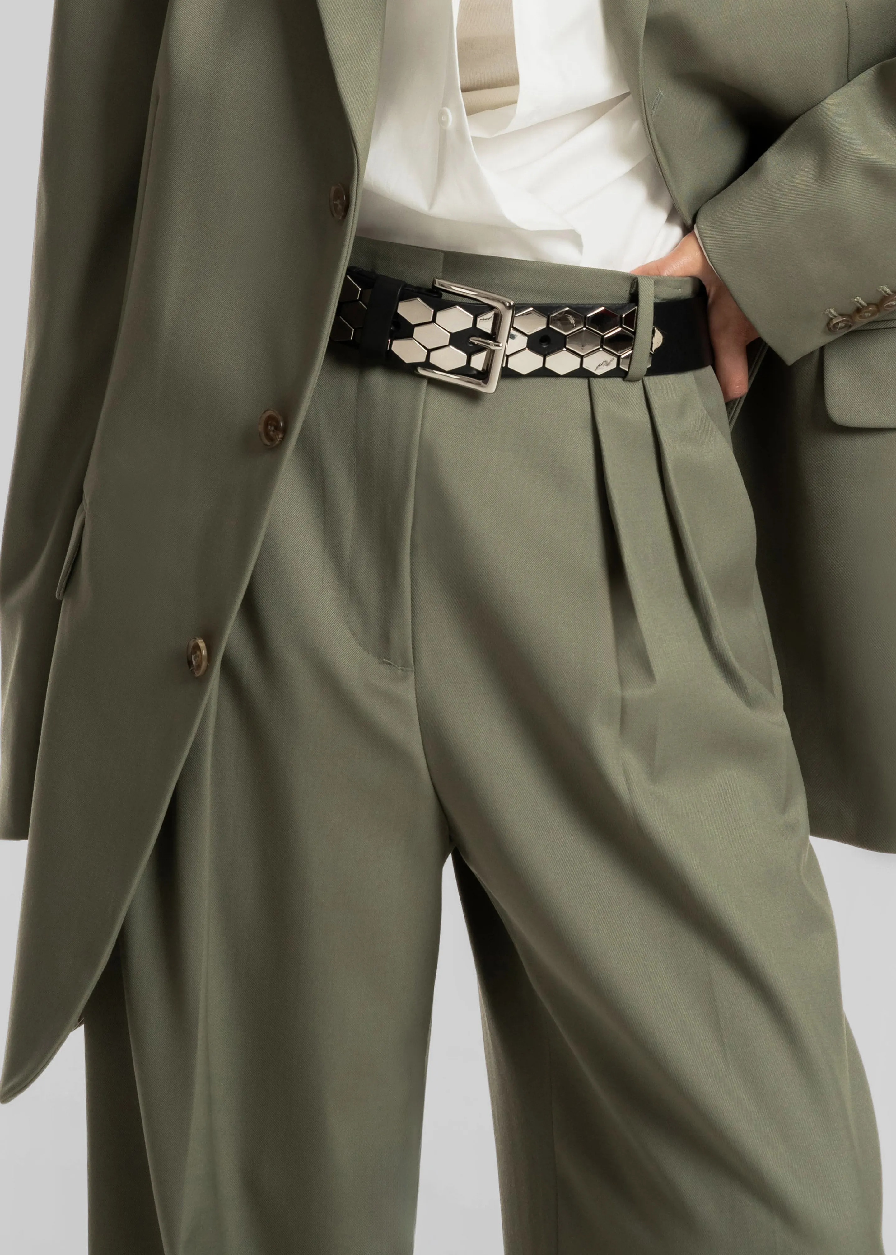 Trosa Straight Trousers - Pale Olive sold by Frankie Shop product image thumbnail 3