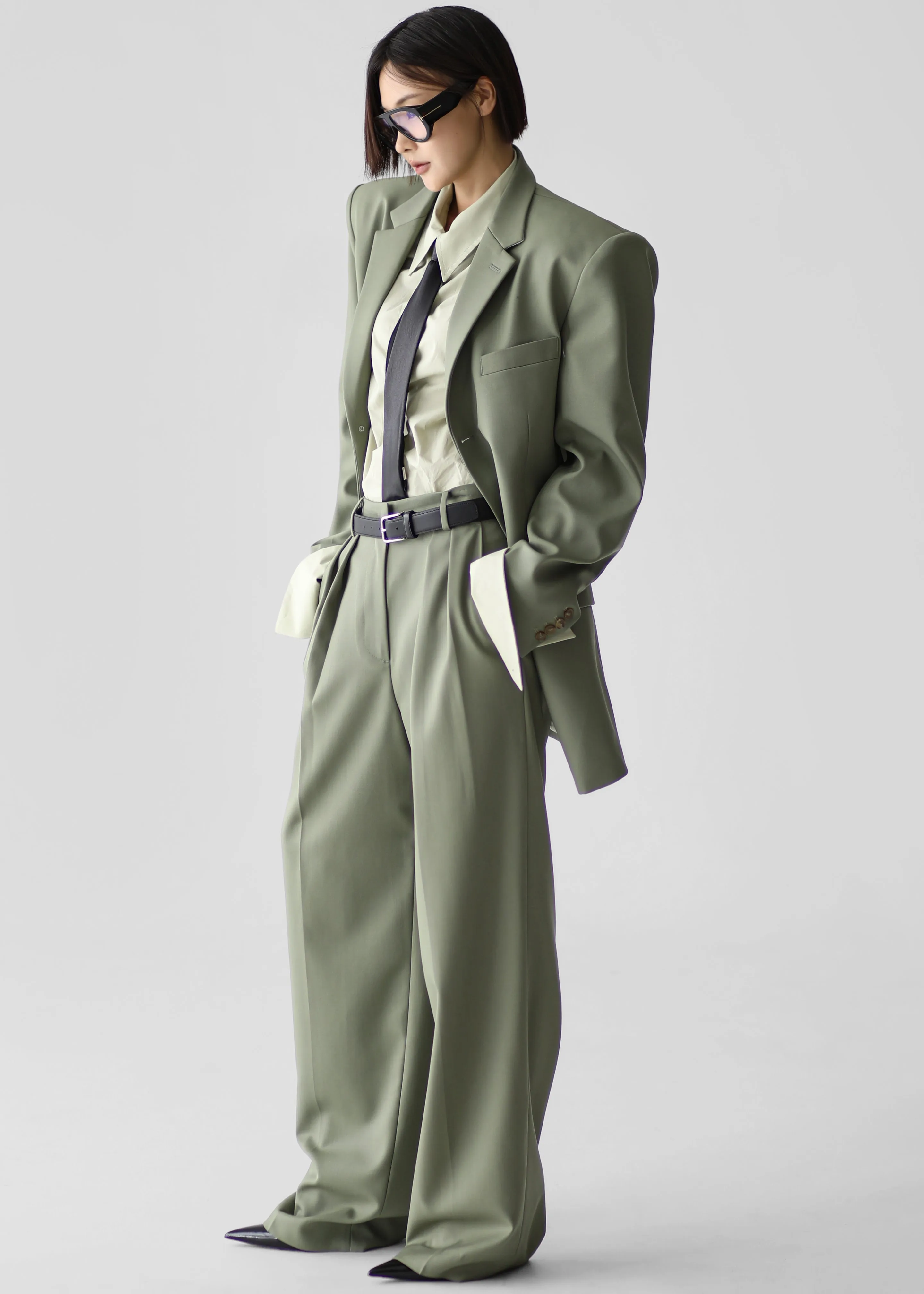 Trosa Straight Trousers - Pale Olive sold by Frankie Shop product image thumbnail 5