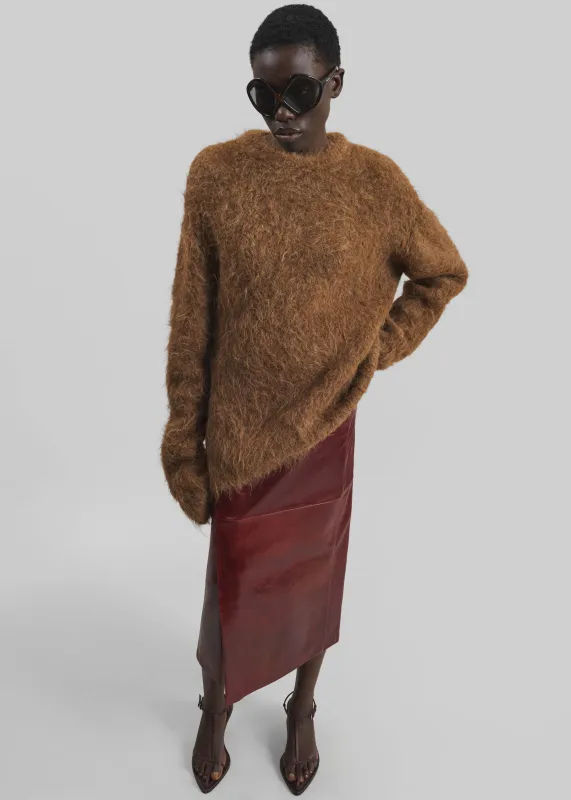 Sportmax Comma Leather Skirt - Bordeaux made by Sportmax