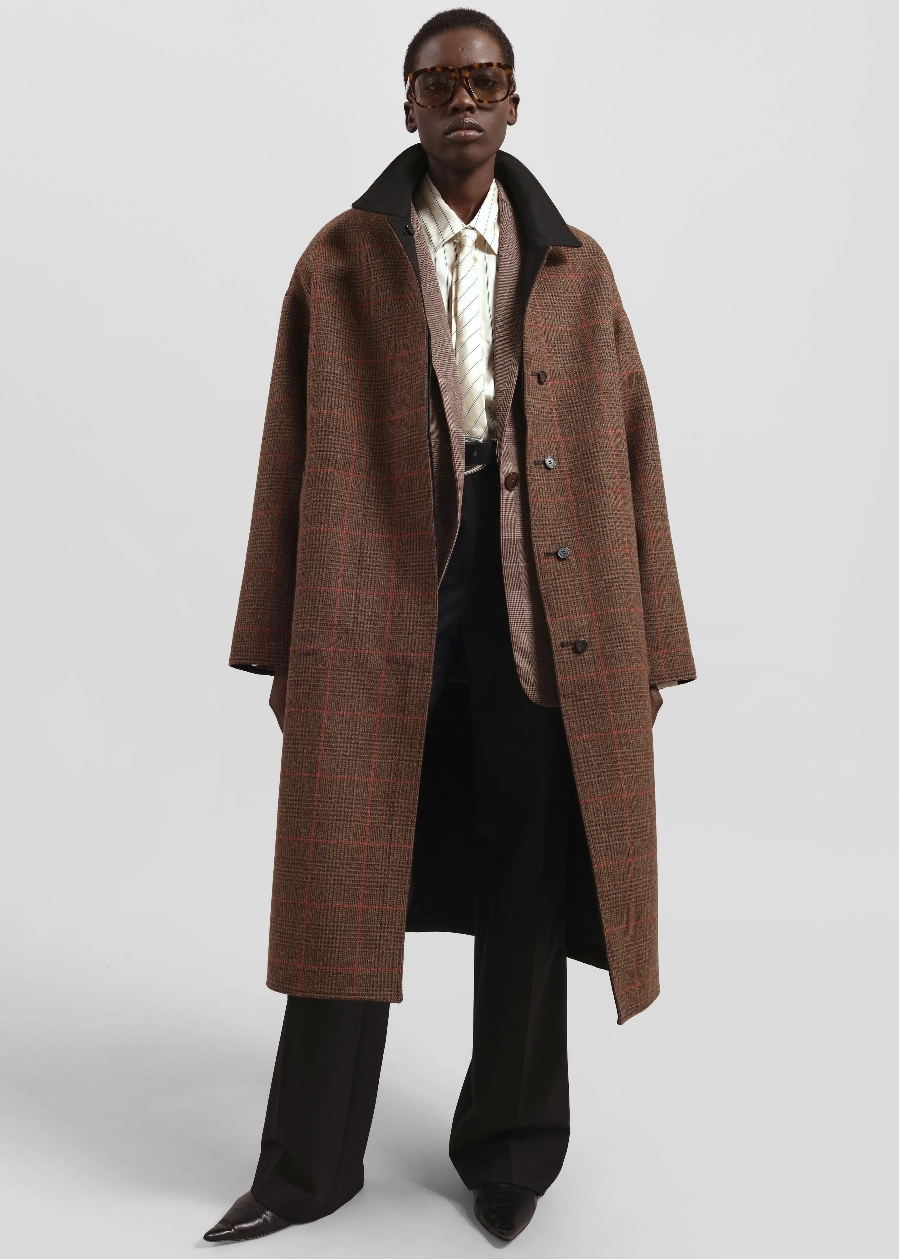 Elton Reversible Car Coat - Brown Glen Plaid sold by Frankie Shop product image thumbnail 4
