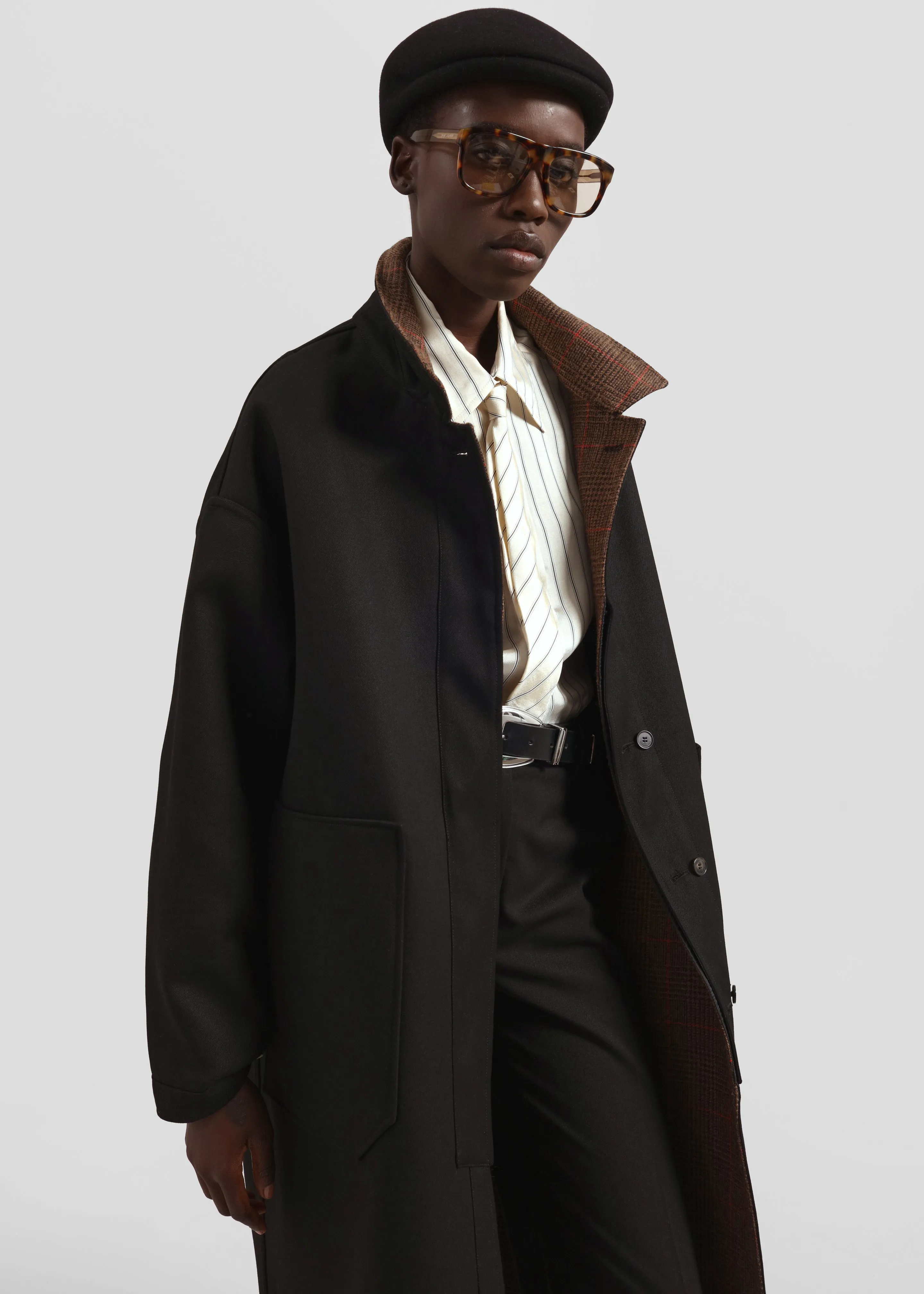 Elton Reversible Car Coat - Brown Glen Plaid sold by Frankie Shop product image thumbnail 5