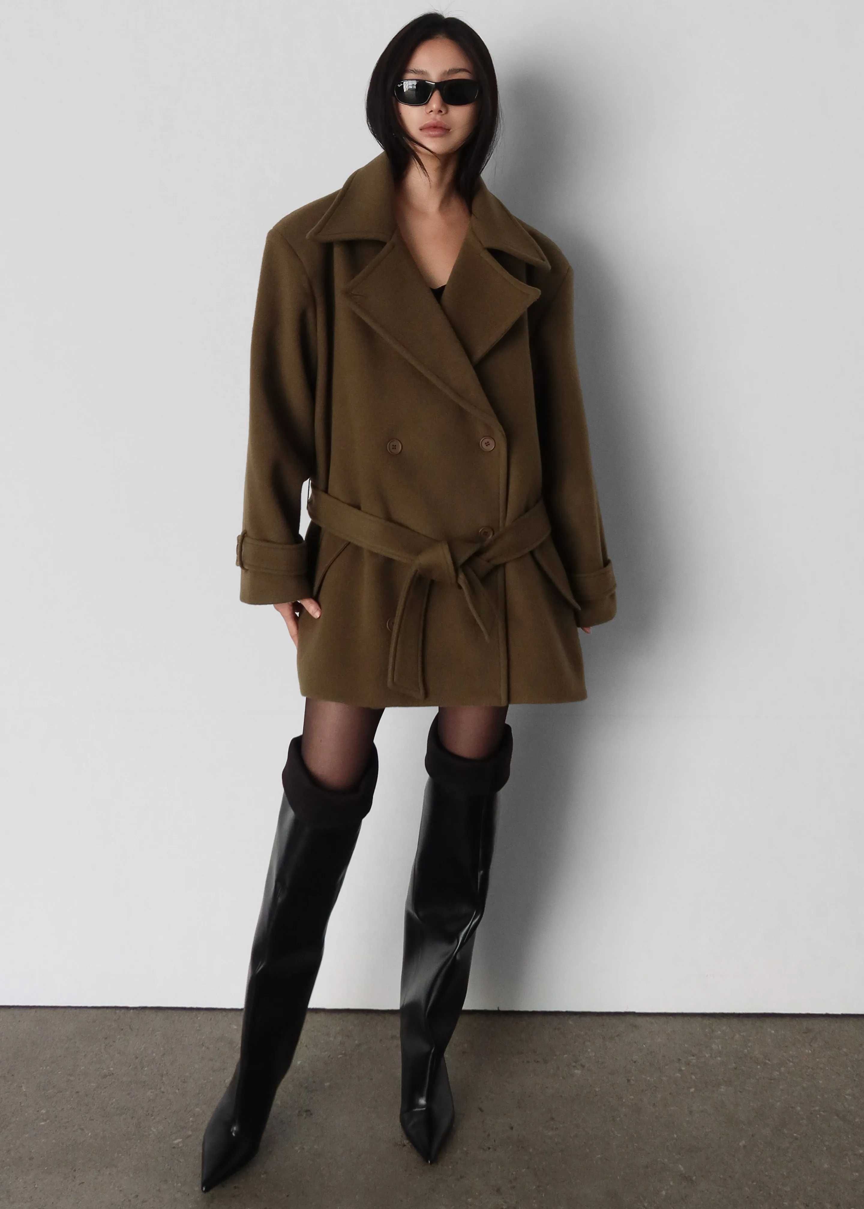 Kalmar Wool Peacoat - Pale Olive sold by Frankie Shop product image thumbnail 5