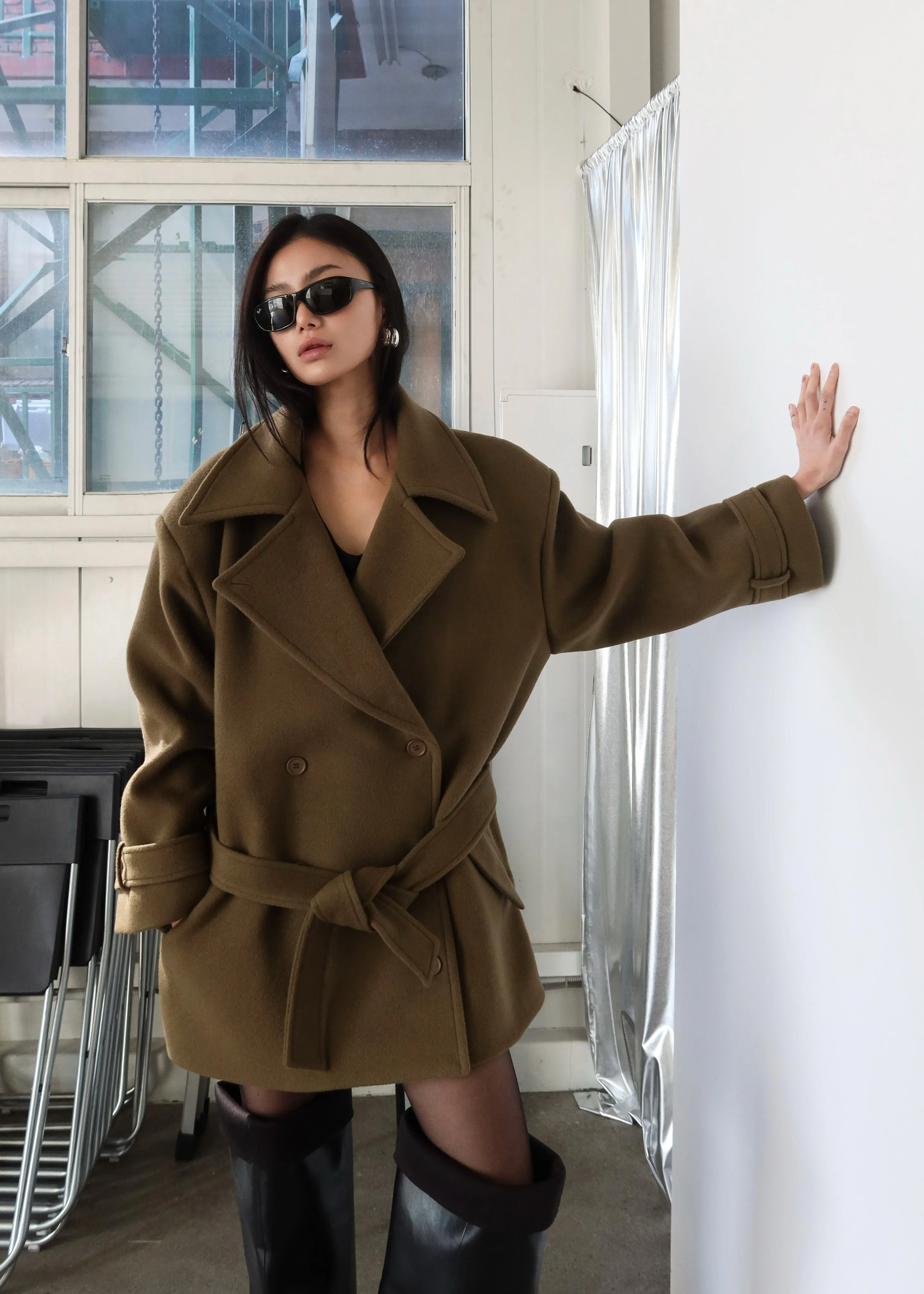 Kalmar Wool Peacoat - Pale Olive sold by Frankie Shop product image thumbnail 2