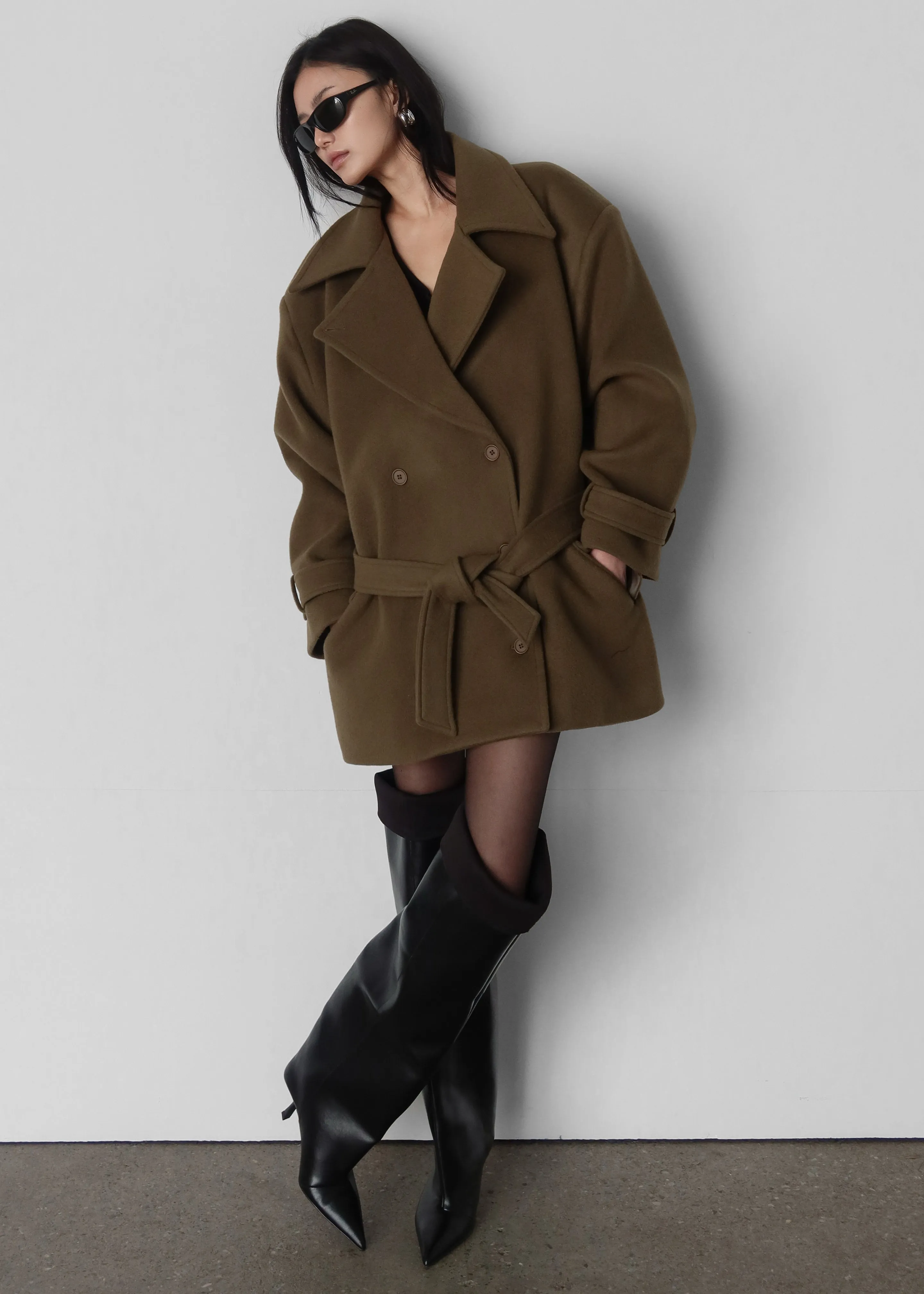 Kalmar Wool Peacoat - Pale Olive sold by Frankie Shop product image thumbnail 3
