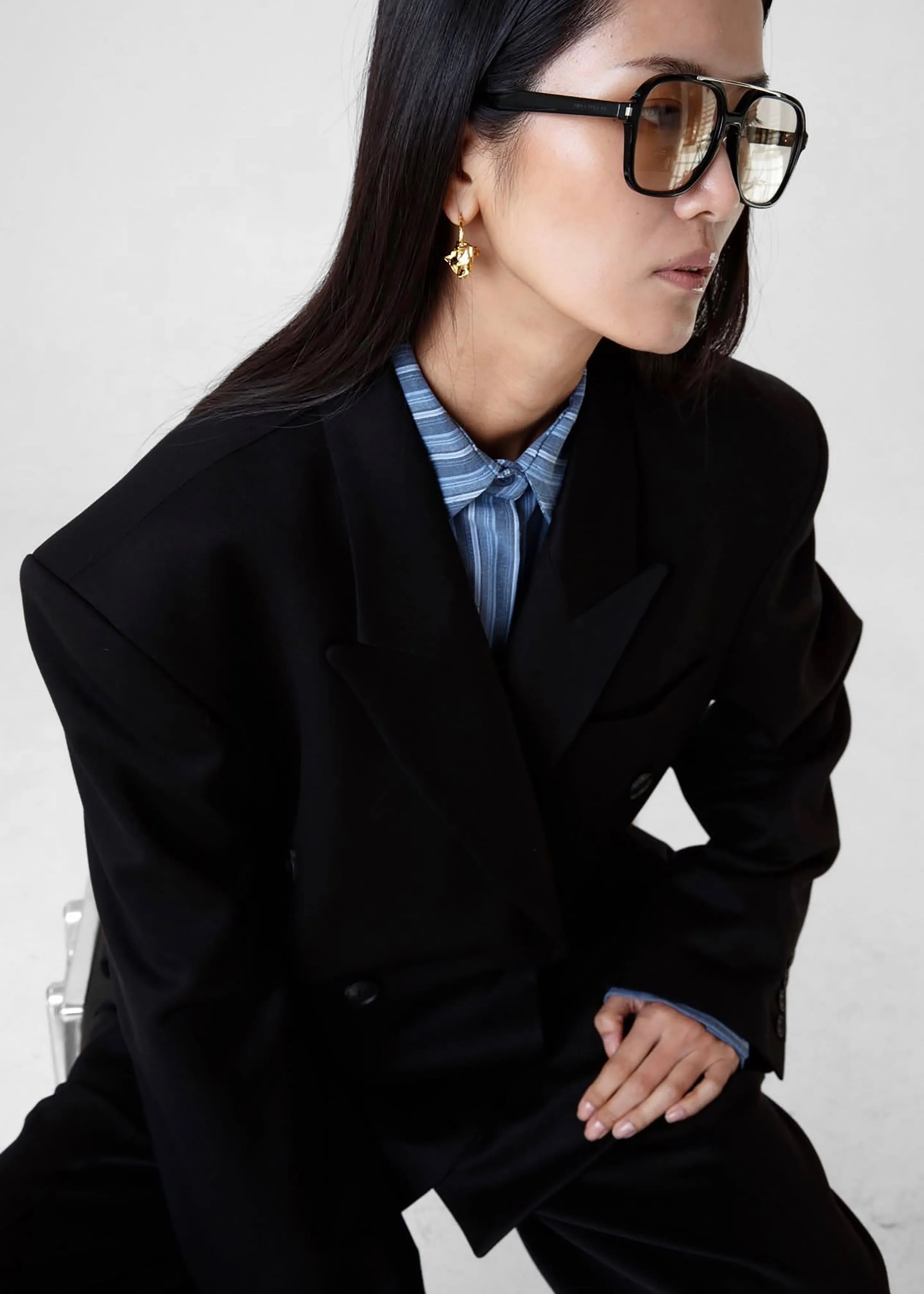 Vester Double-Breasted Blazer - Black sold by Frankie Shop product image thumbnail 3
