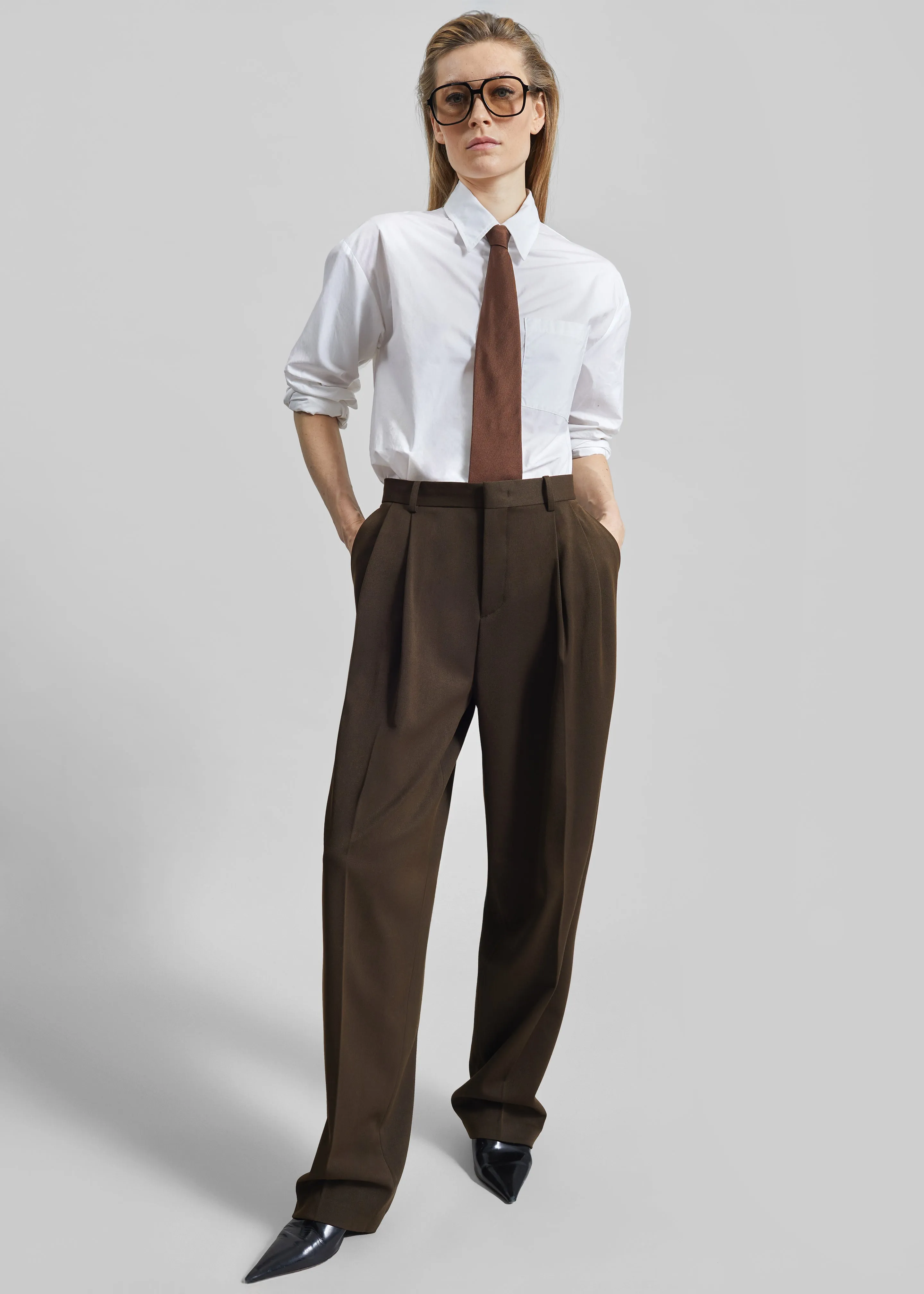 Vester Pleated Trousers - Brown sold by Frankie Shop product image thumbnail 2