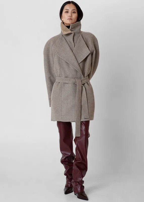Skive Padded Short Coat - Beige Melange made by Frankie Shop