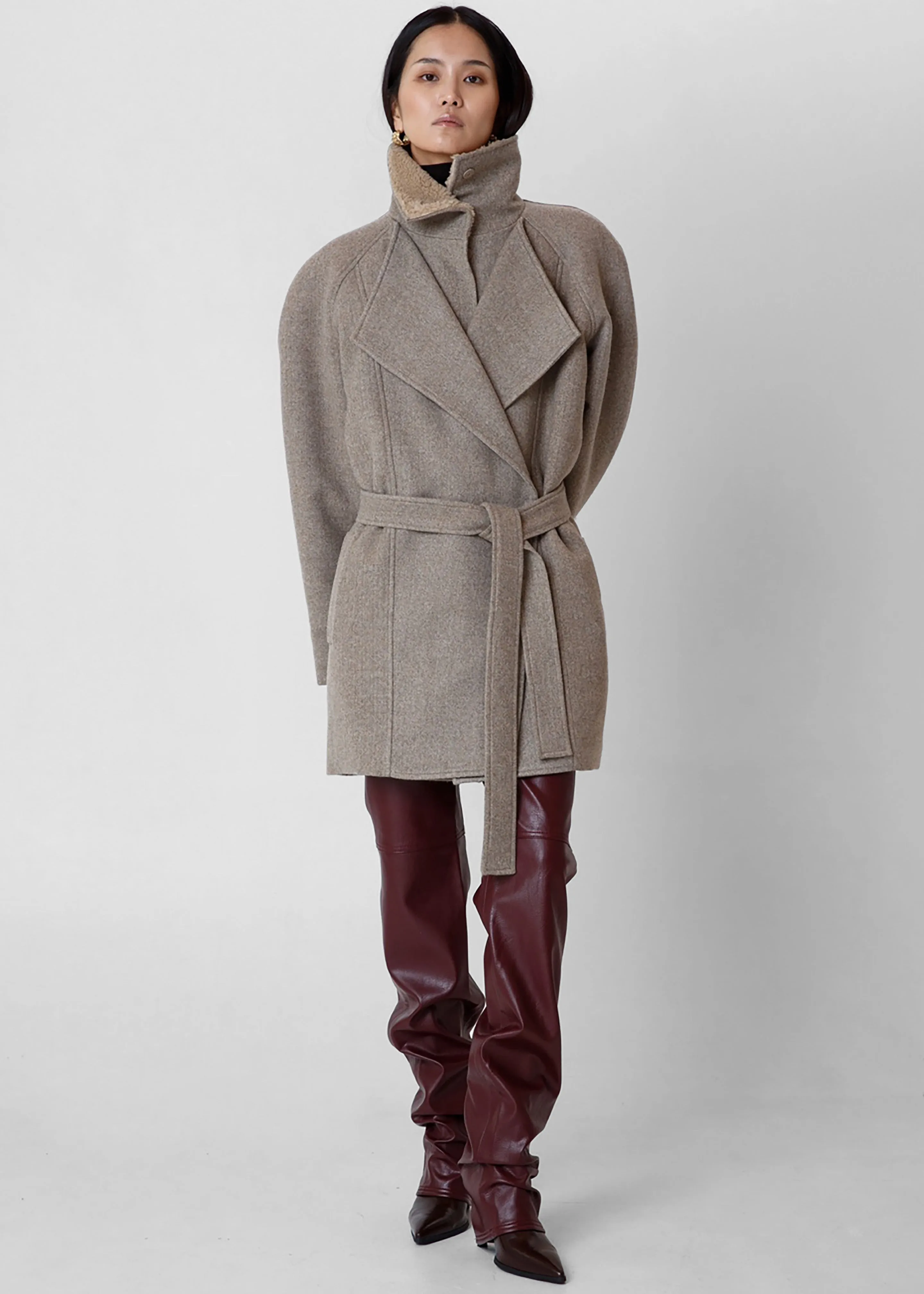 Skive Padded Short Coat - Beige Melange sold by Frankie Shop
