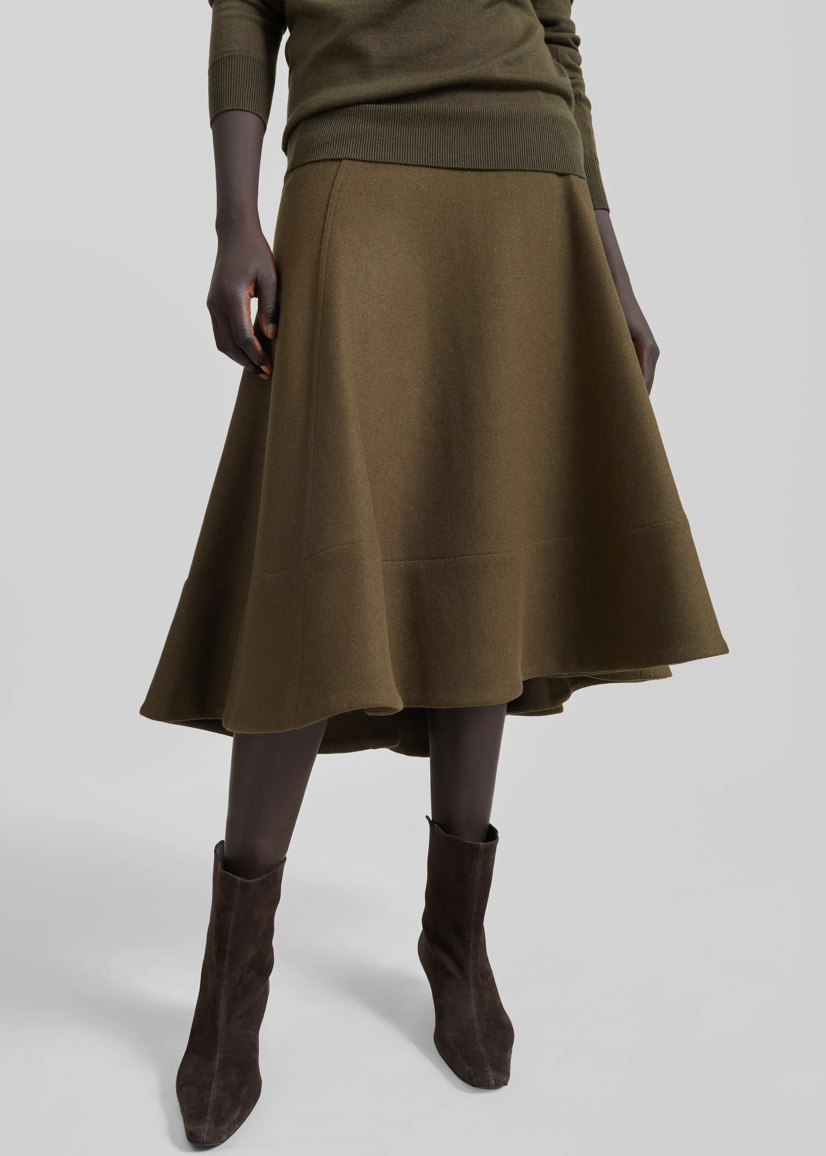 Manali Flared Midi Skirt - Olive Brown sold by Frankie Shop product image thumbnail 2