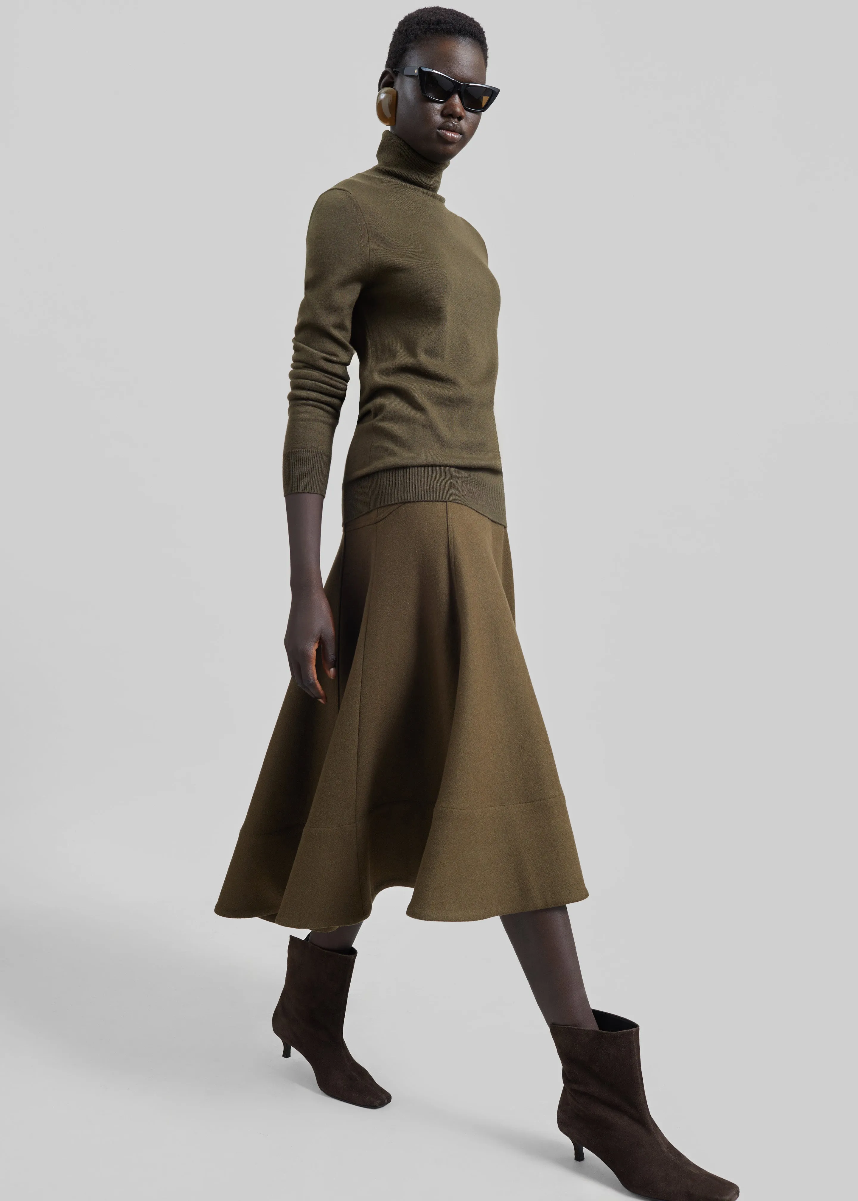 Manali Flared Midi Skirt - Olive Brown sold by Frankie Shop product image thumbnail 5