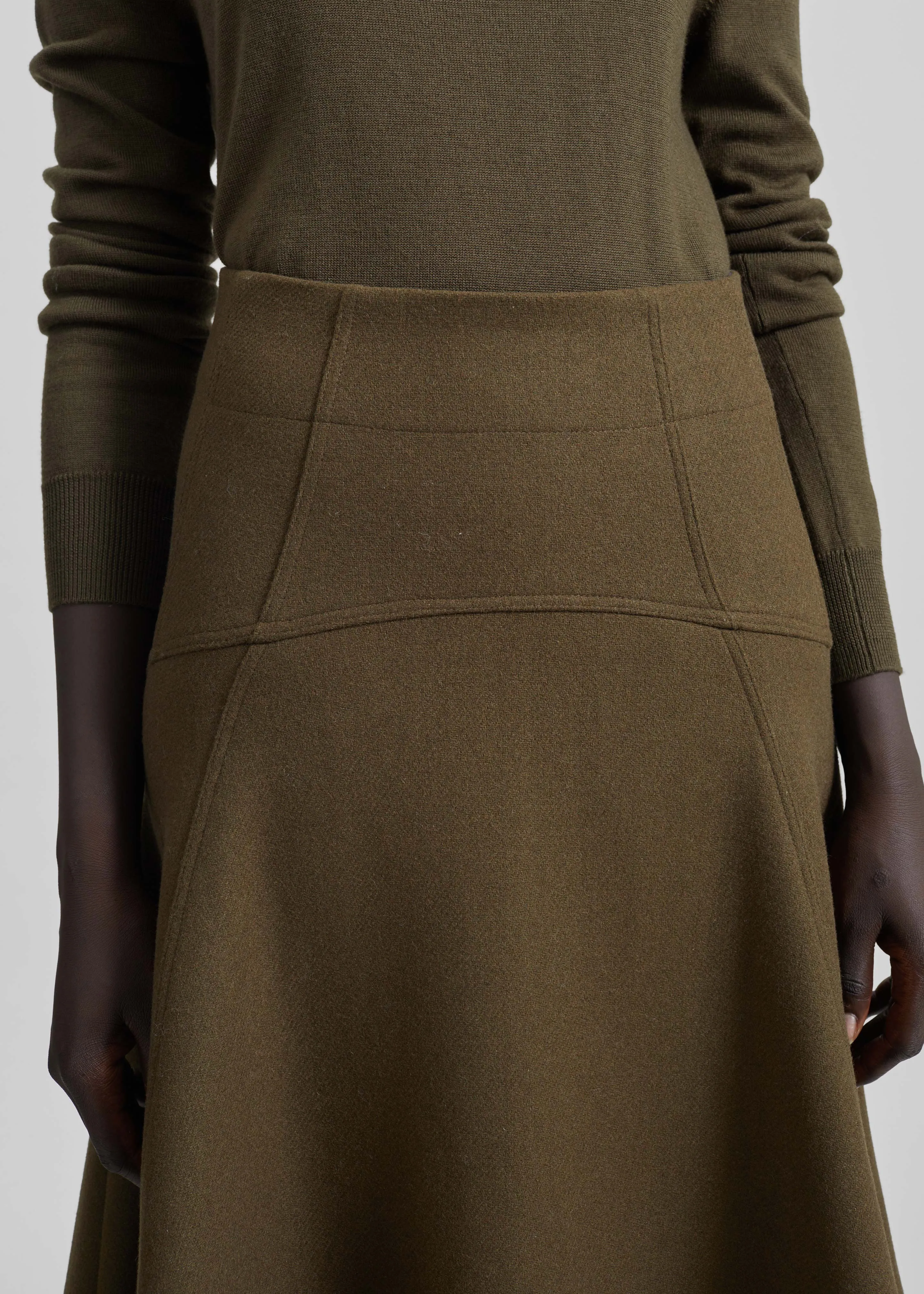 Manali Flared Midi Skirt - Olive Brown sold by Frankie Shop product image thumbnail 3