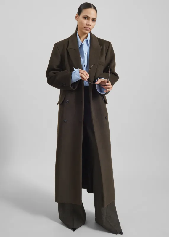 Atlin Wool Double-Breasted Coat - Brown sold by Frankie Shop
