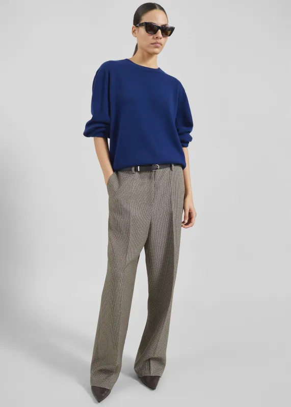 Aubel Belted Straight Pants - Black Houndstooth made by Frankie Shop