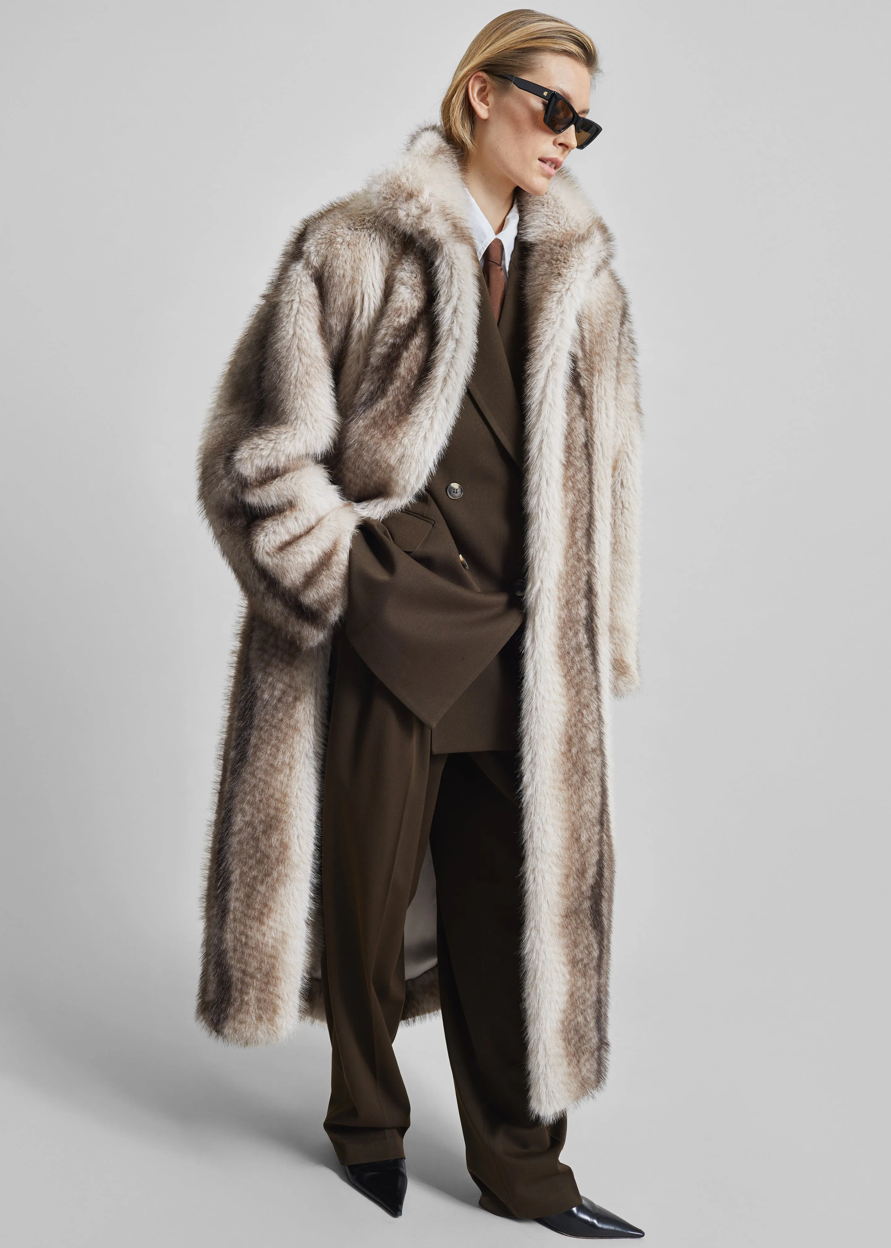 Ravello Faux Fur Robe Coat - Grey sold by Frankie Shop product image thumbnail 3