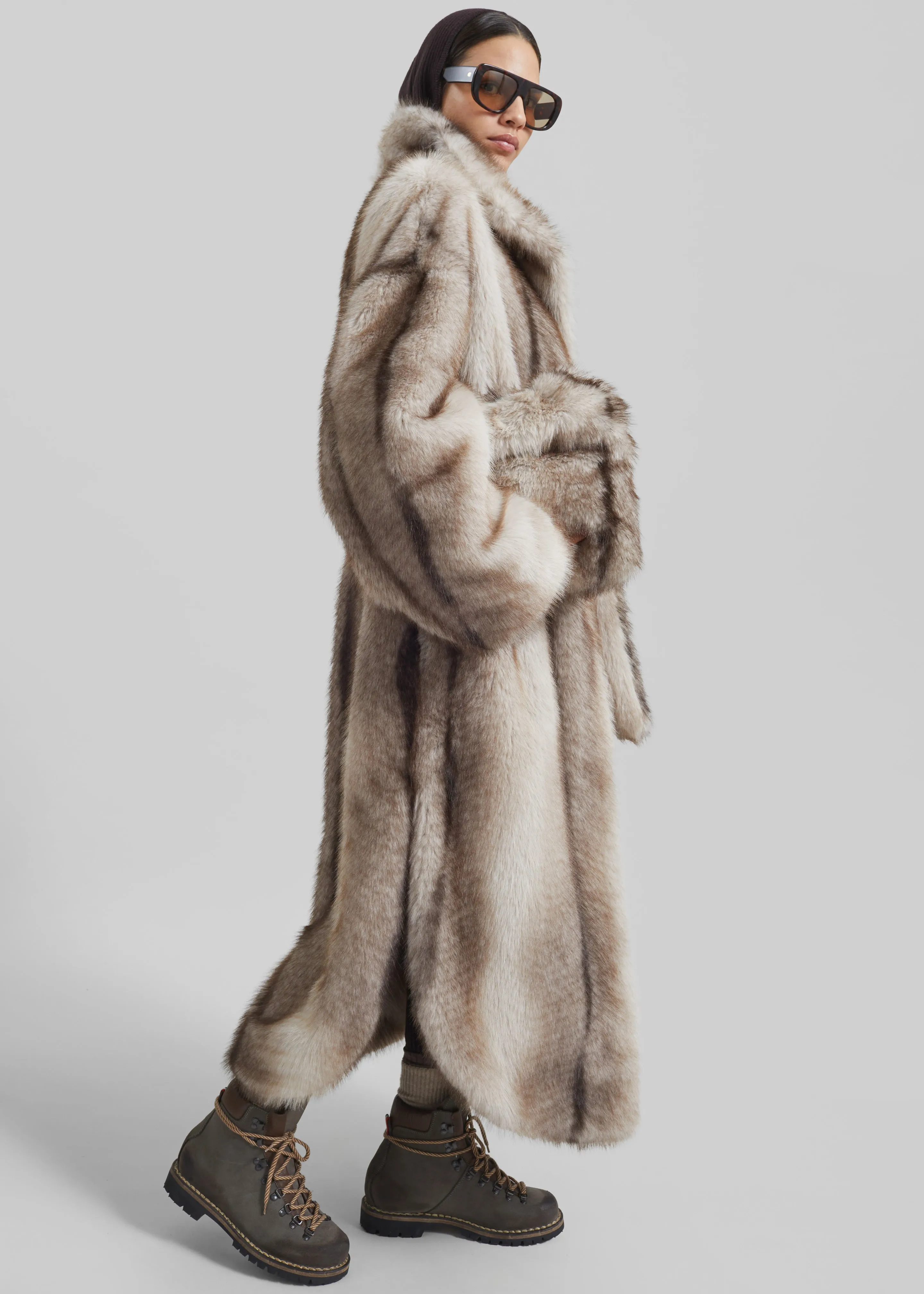 Ravello Faux Fur Robe Coat - Grey sold by Frankie Shop