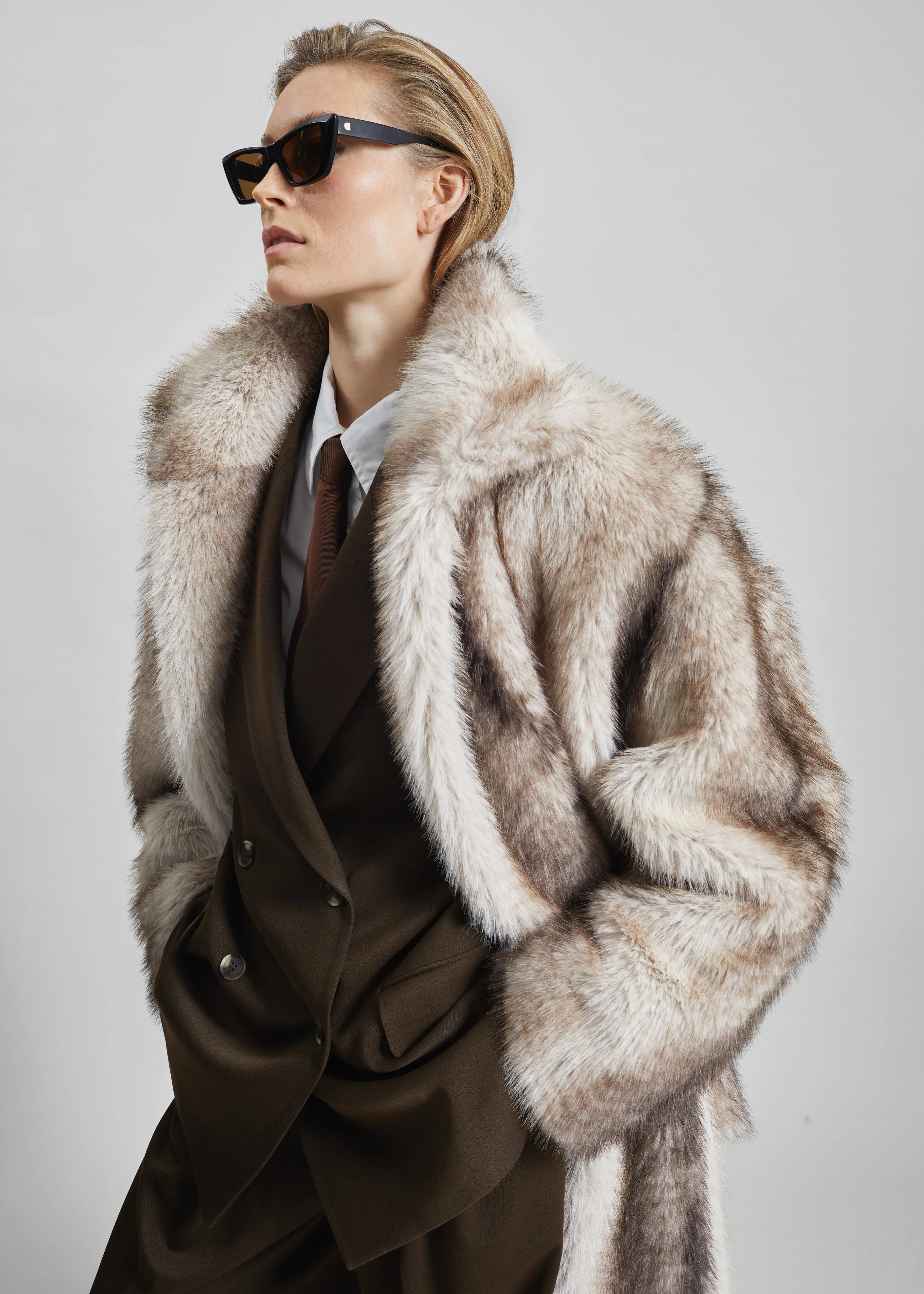 Ravello Faux Fur Robe Coat - Grey sold by Frankie Shop product image thumbnail 4