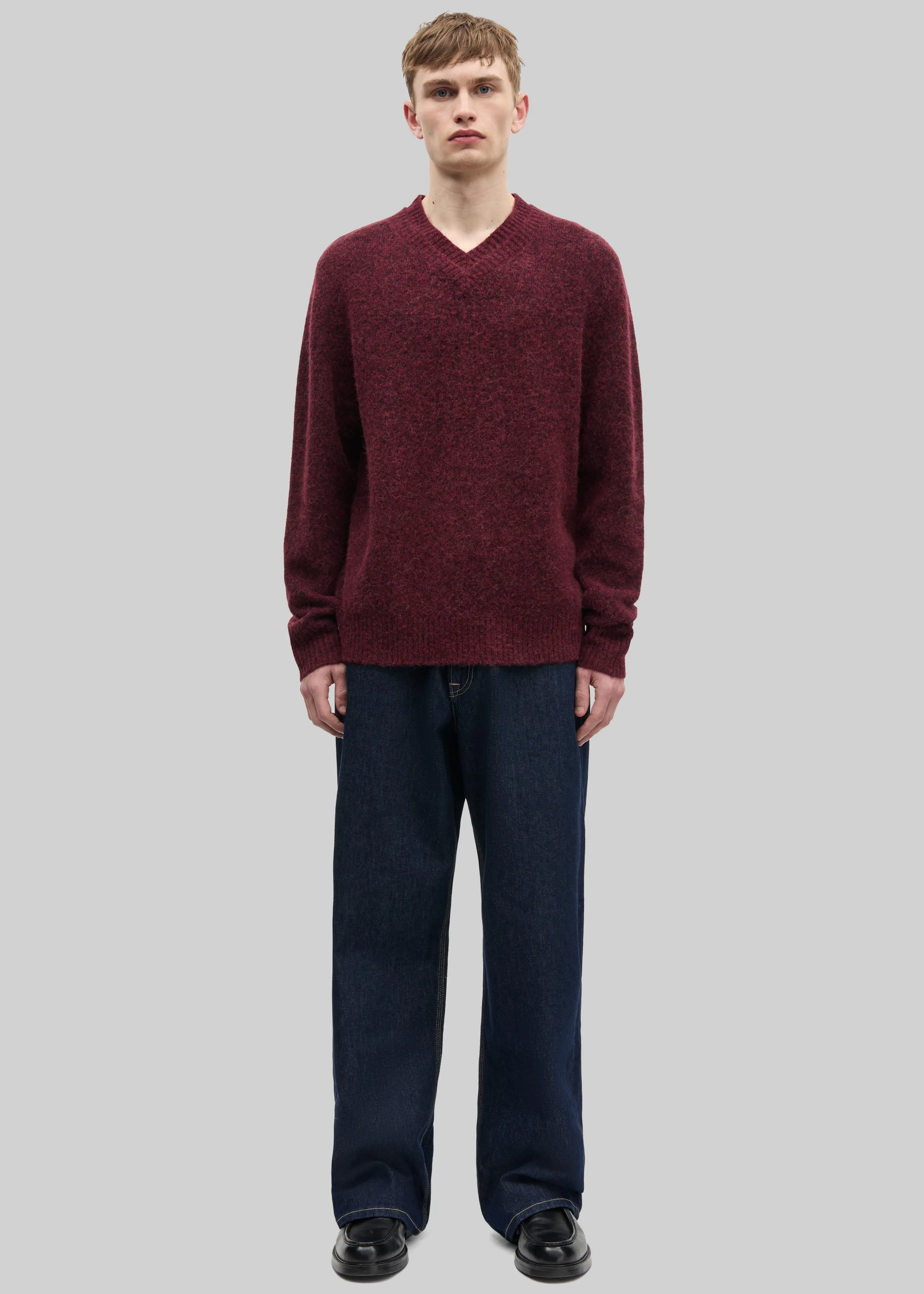 Samsøe Samsøe Safloyd V-Neck Sweater - Rum Raisin Melange sold by Frankie Shop product image thumbnail 3